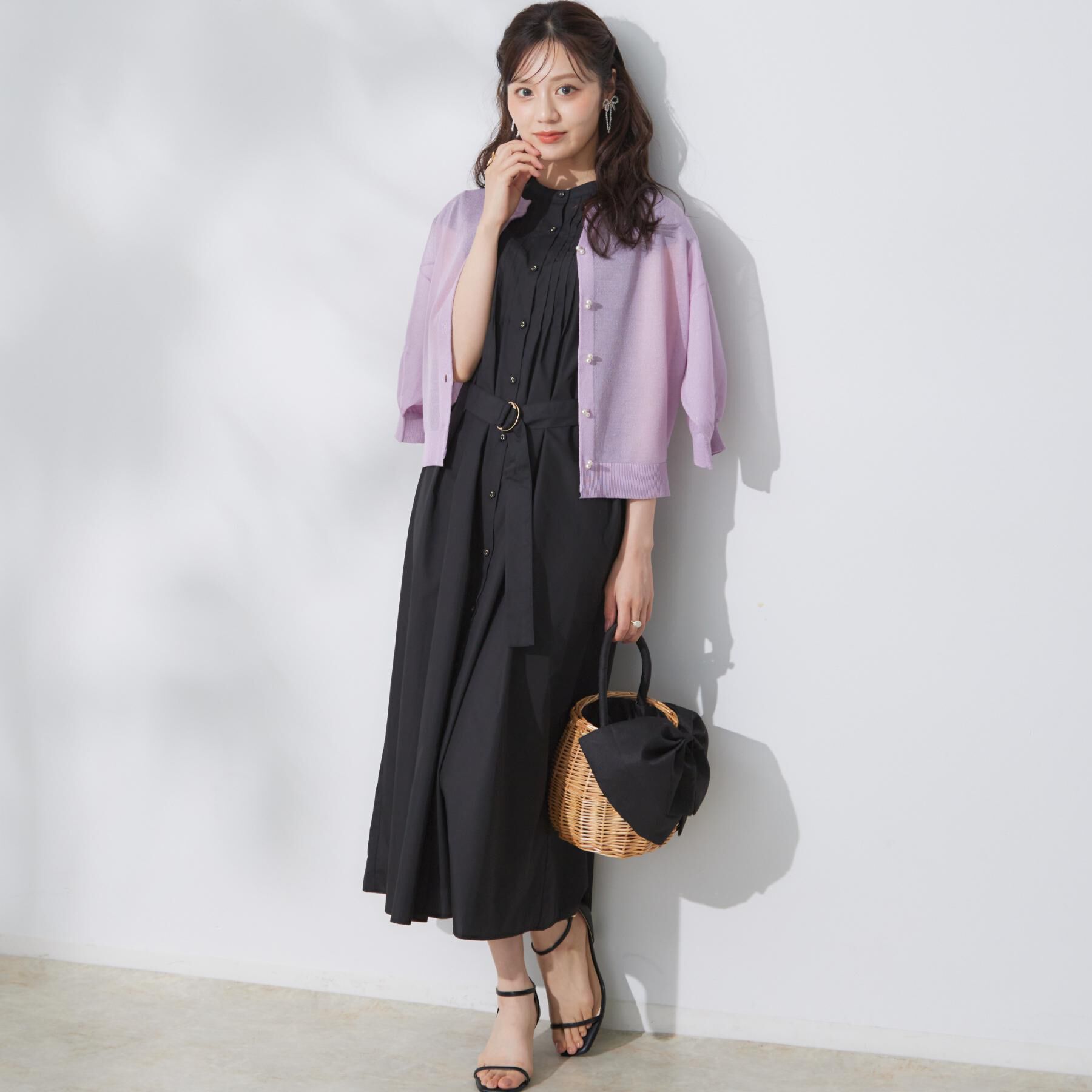 Couture broach「【Aライン・細見え】フロントタックシャツワンピース」|ワンピース|