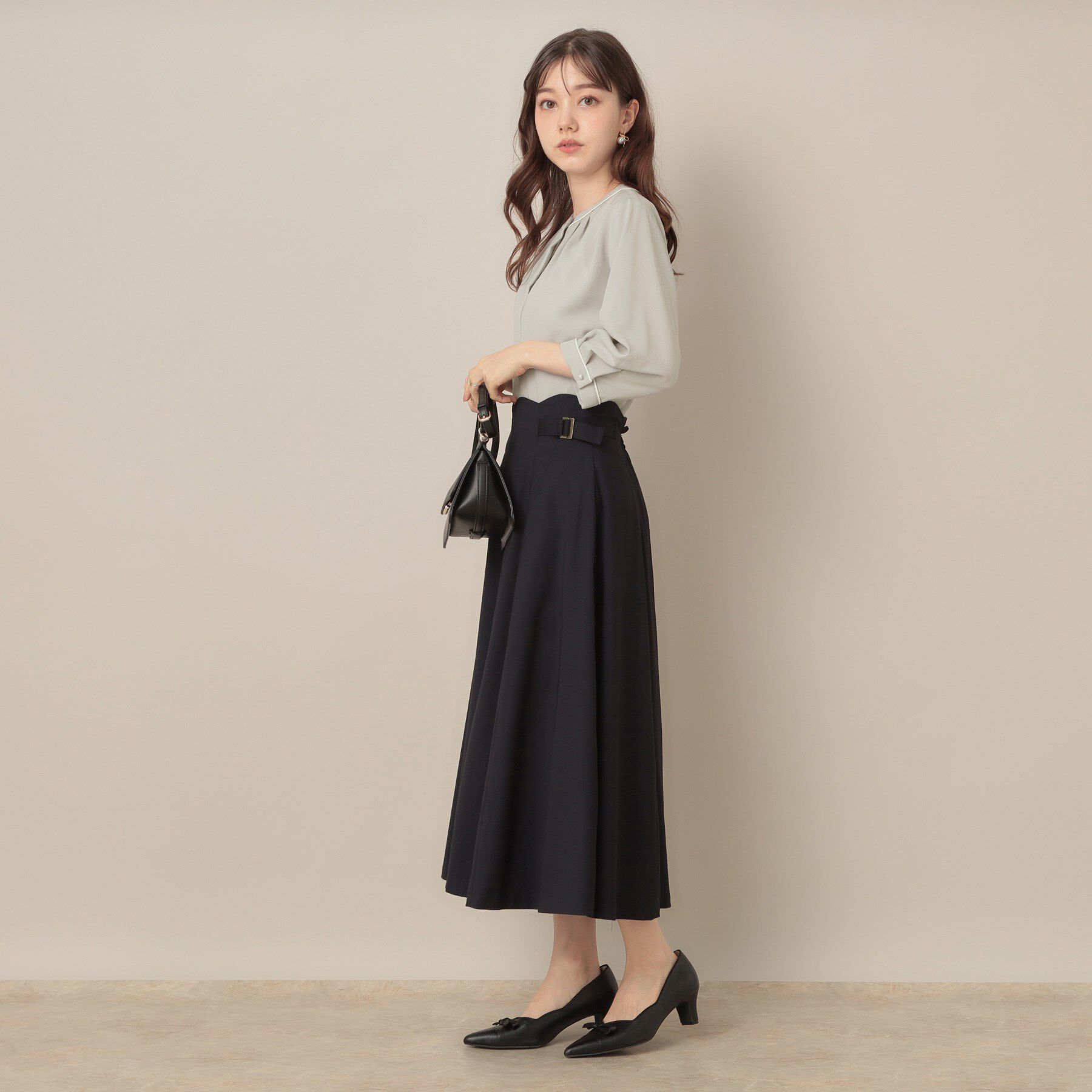 Couture broach「【6分袖・通勤】配色ジョーゼットブラウス」|シャツ・ブラウス|