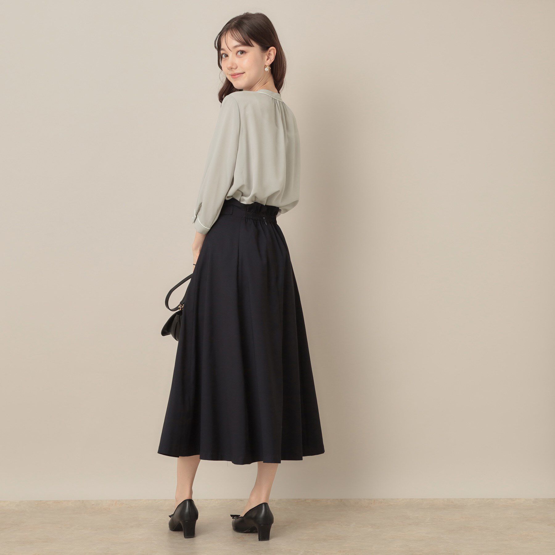 Couture broach「【6分袖・通勤】配色ジョーゼットブラウス」|シャツ・ブラウス|