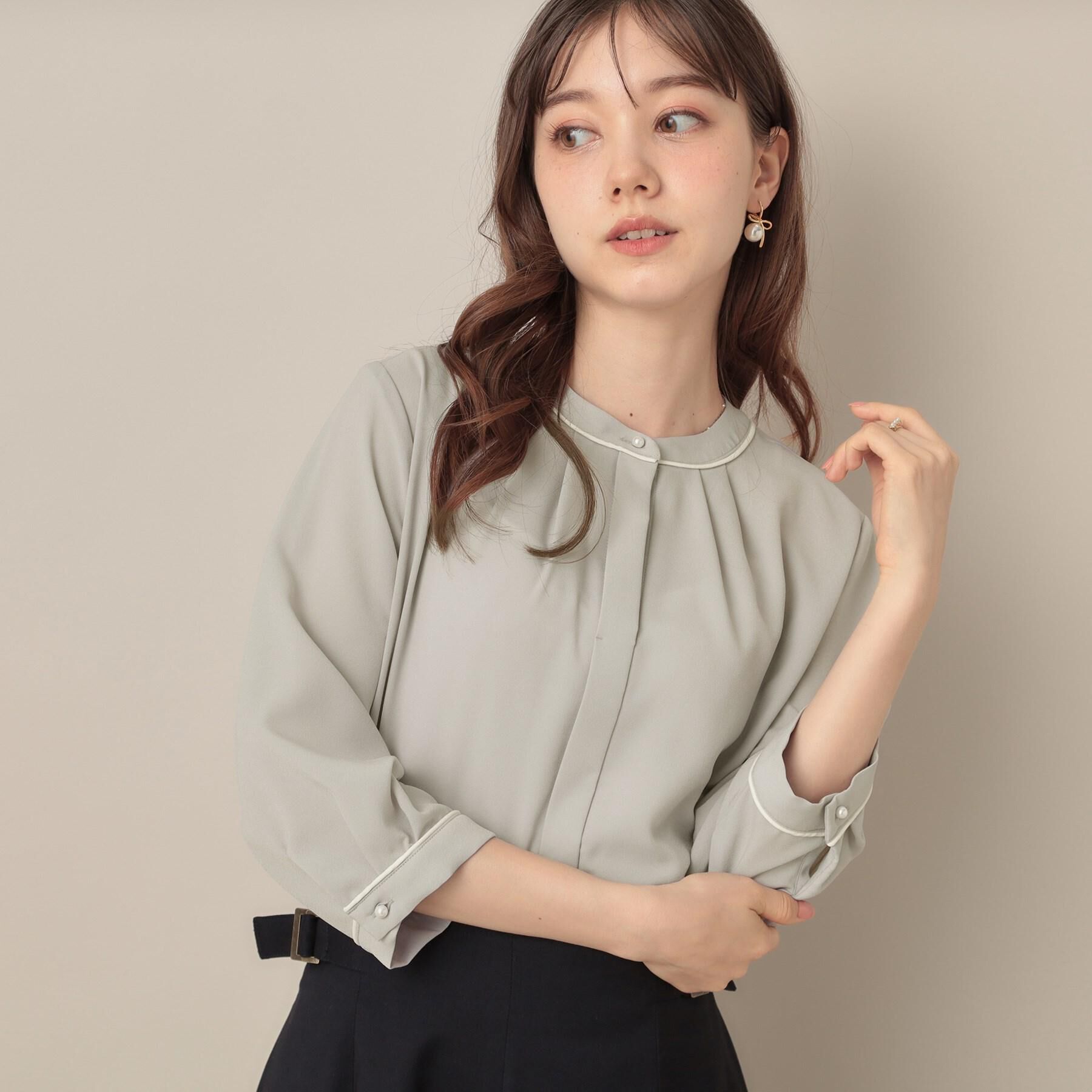 Couture broach「【6分袖・通勤】配色ジョーゼットブラウス」|シャツ・ブラウス|