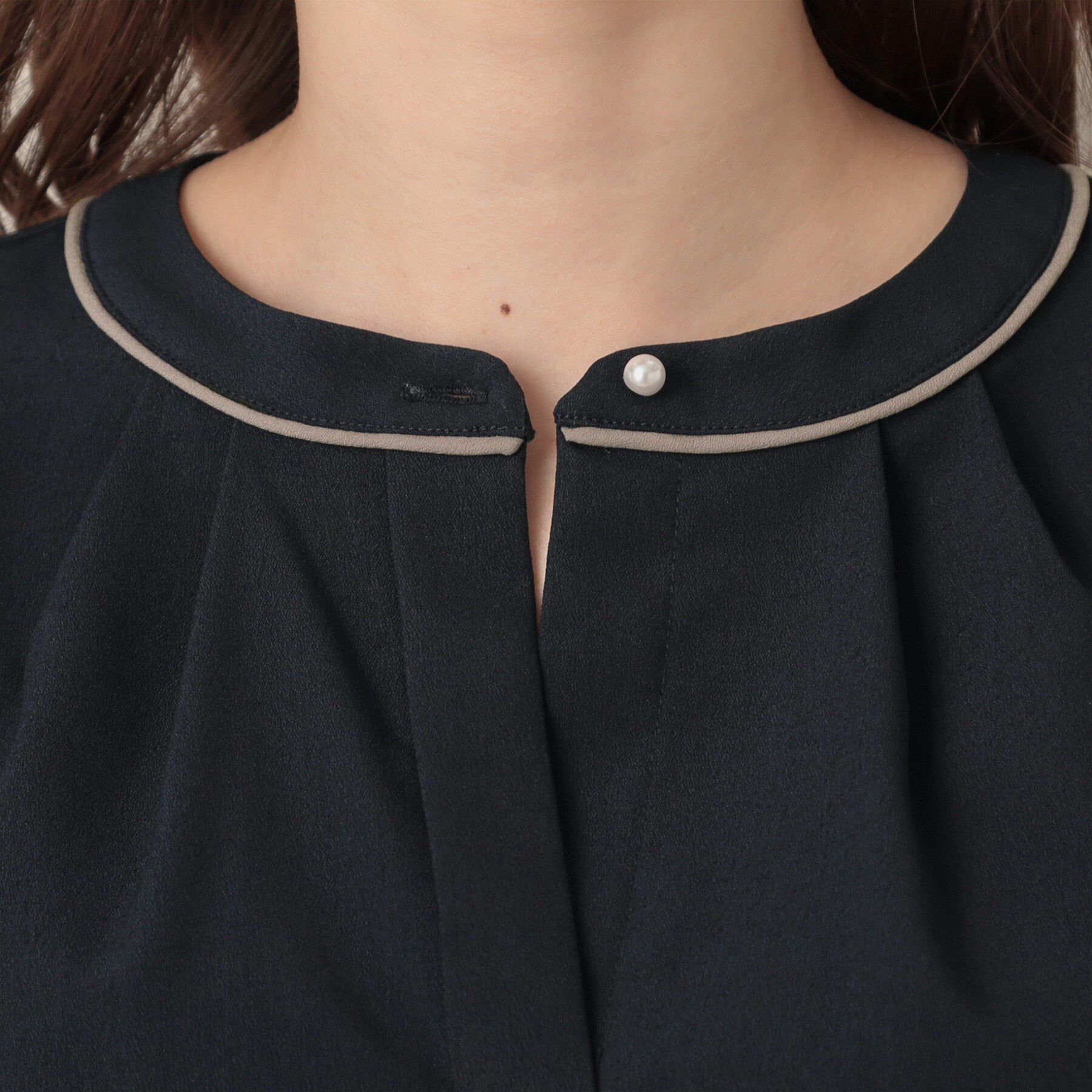 Couture broach「【6分袖・通勤】配色ジョーゼットブラウス」|シャツ・ブラウス|