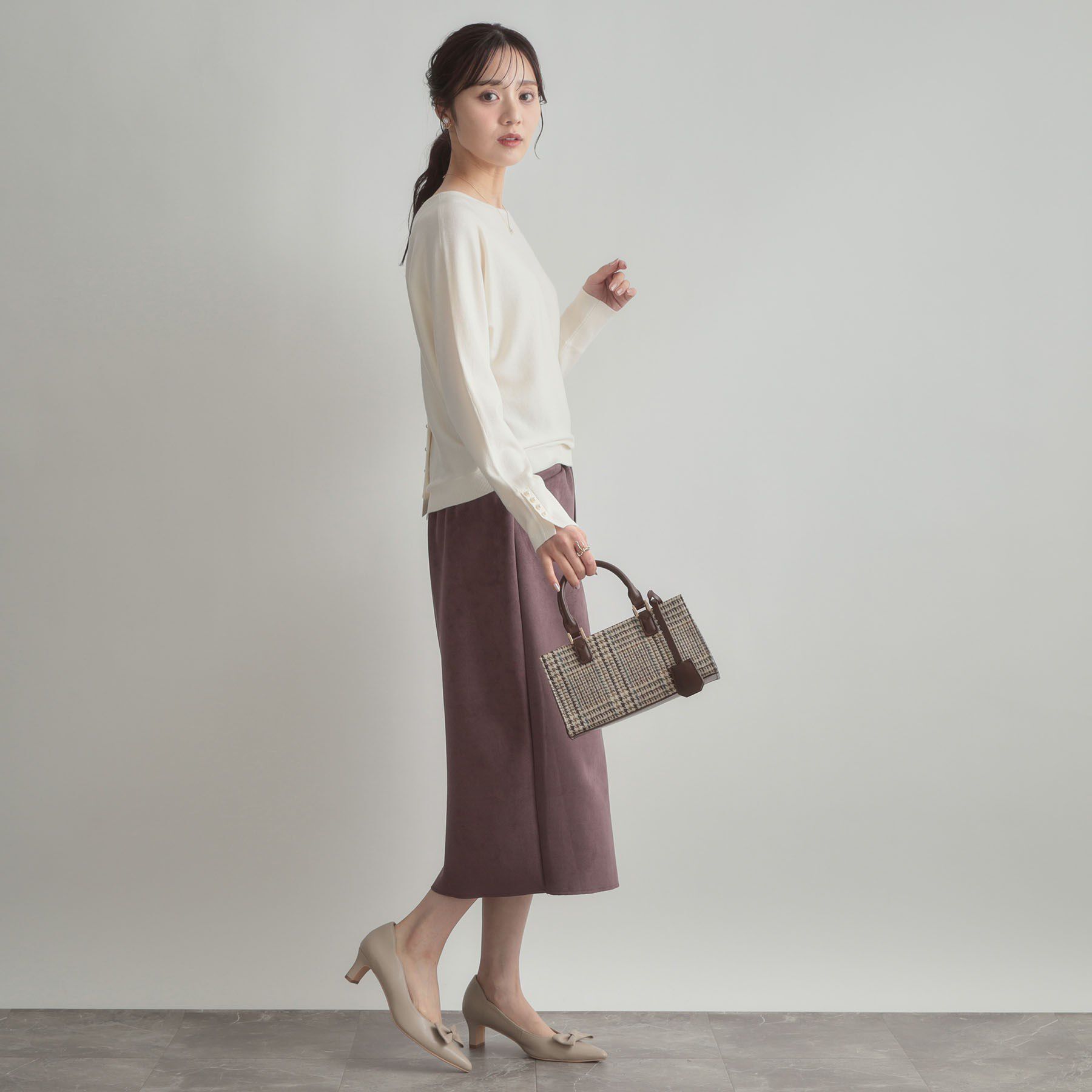 Couture broach「【大人上品・通勤・前後2WAY】バックパール調ドルマンニット」|ニット・セーター|