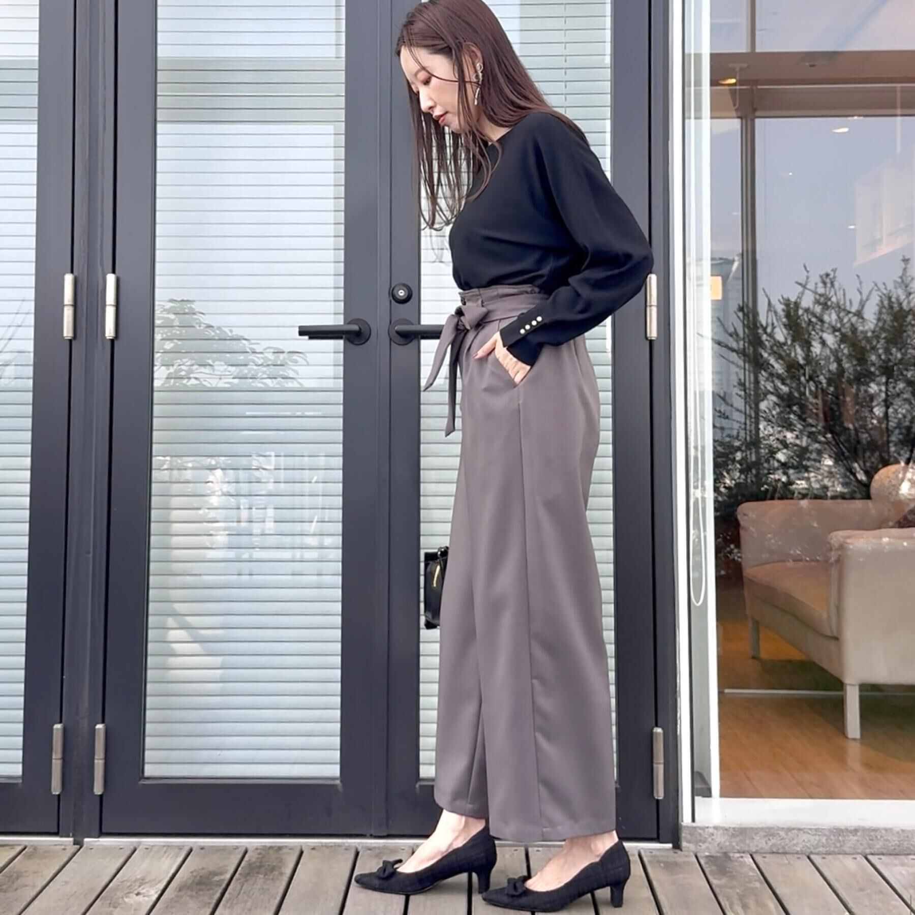 Couture broach「【大人上品・通勤・前後2WAY】バックパール調ドルマンニット」|ニット・セーター|