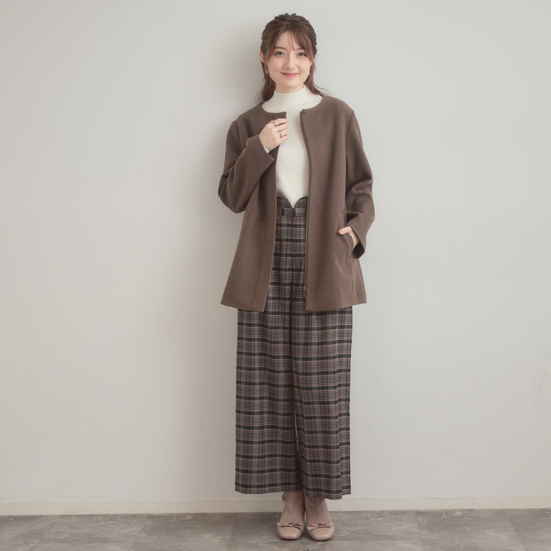 Couture broach「【大人可愛い・フード取り外し可能】フードフェイクファー ハーフ丈コート」|その他|