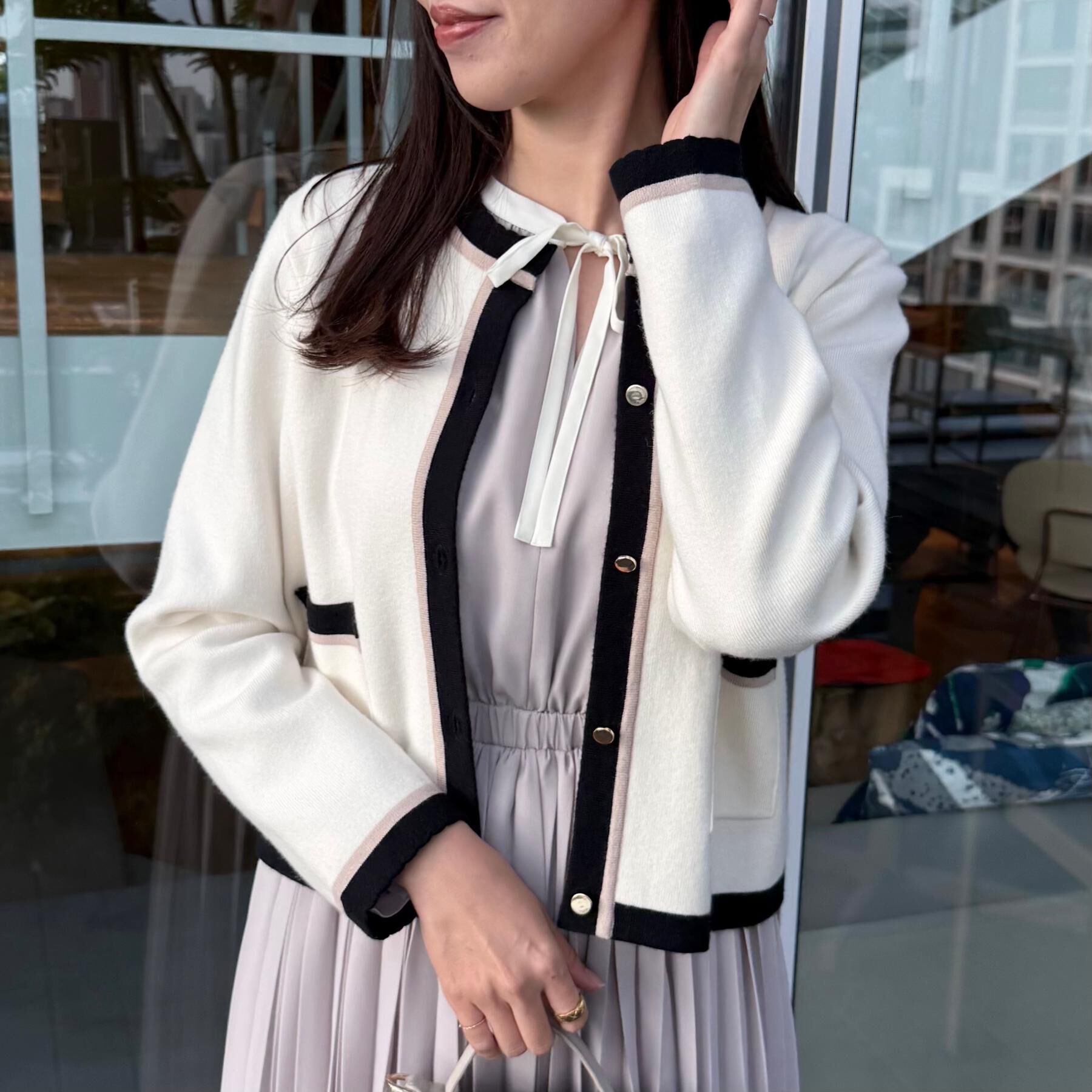 Couture broach「【通勤・着映え】配色 総針カーディガン」|カーディガン|