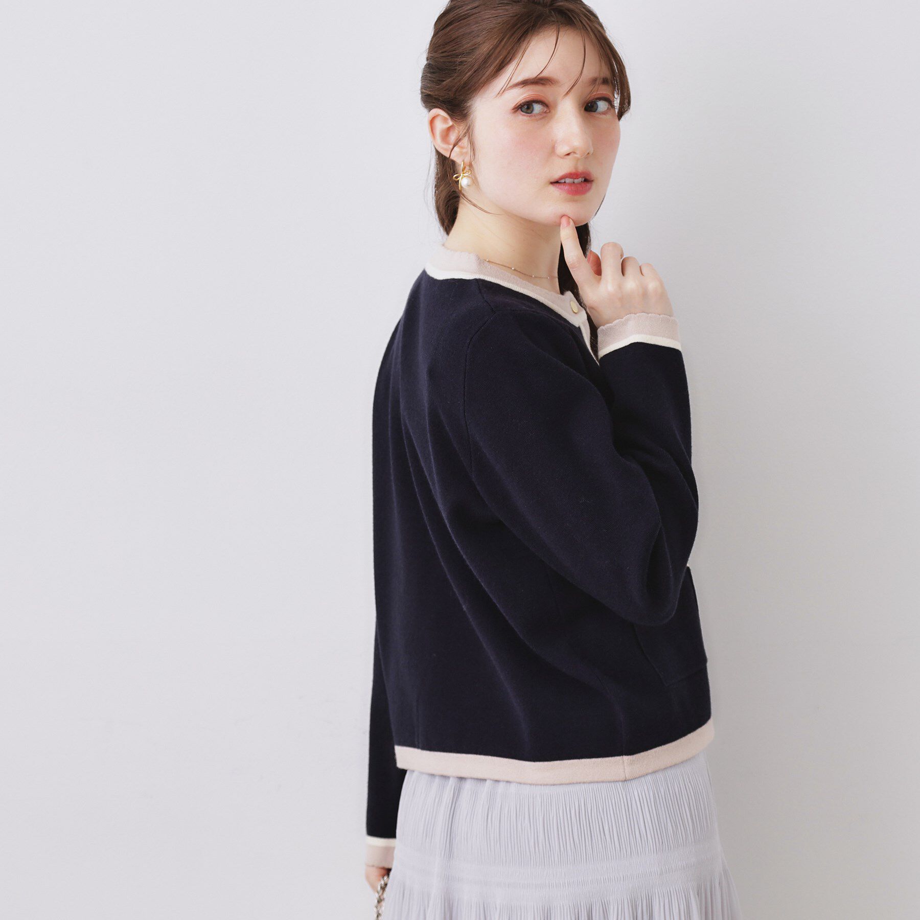 Couture broach「【通勤・着映え】配色 総針カーディガン」|カーディガン|