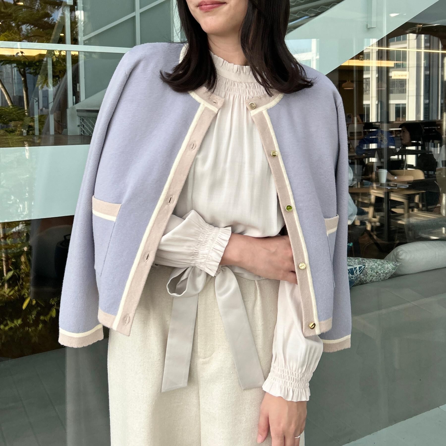 Couture broach「【通勤・着映え】配色 総針カーディガン」|カーディガン|