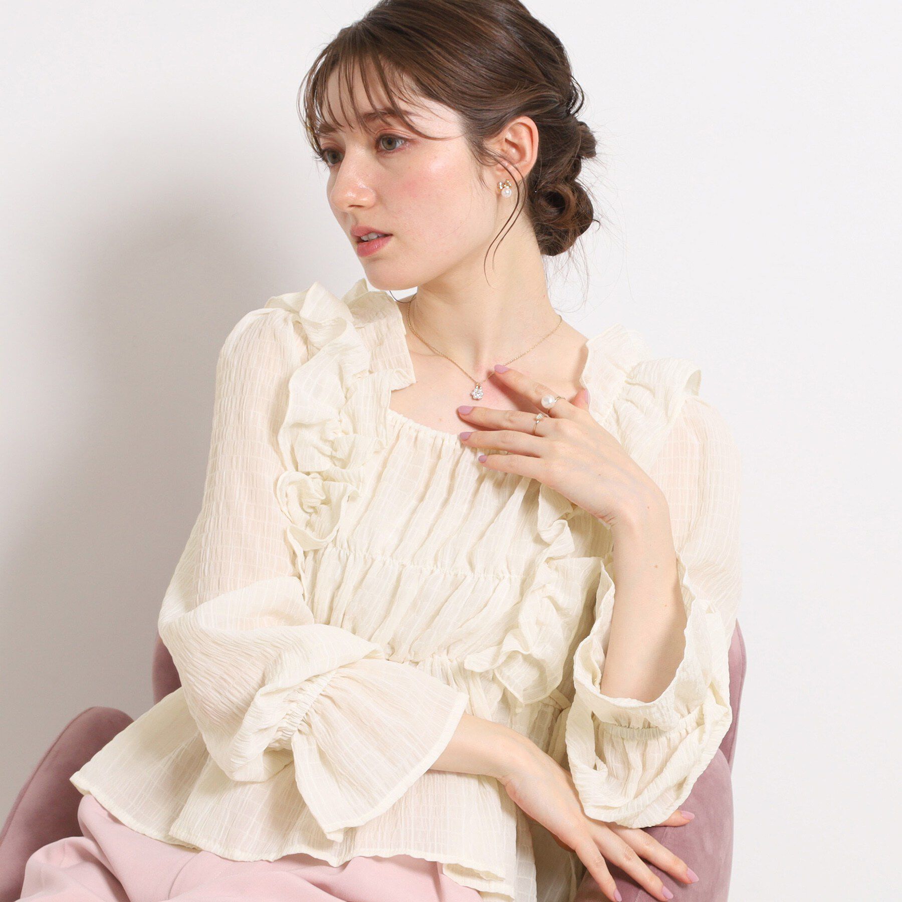 Couture broach「シアーシャーリングブラウス」|シャツ・ブラウス|オフホワイト(003