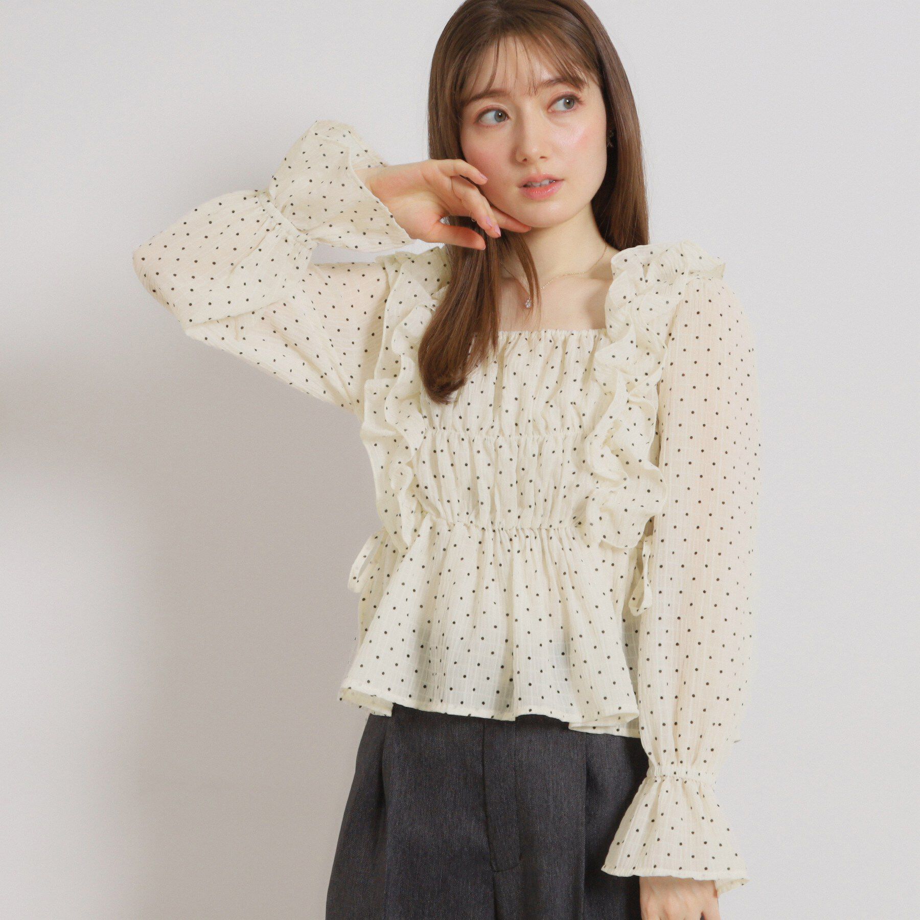 Couture broach「シアーシャーリングブラウス」|シャツ・ブラウス|