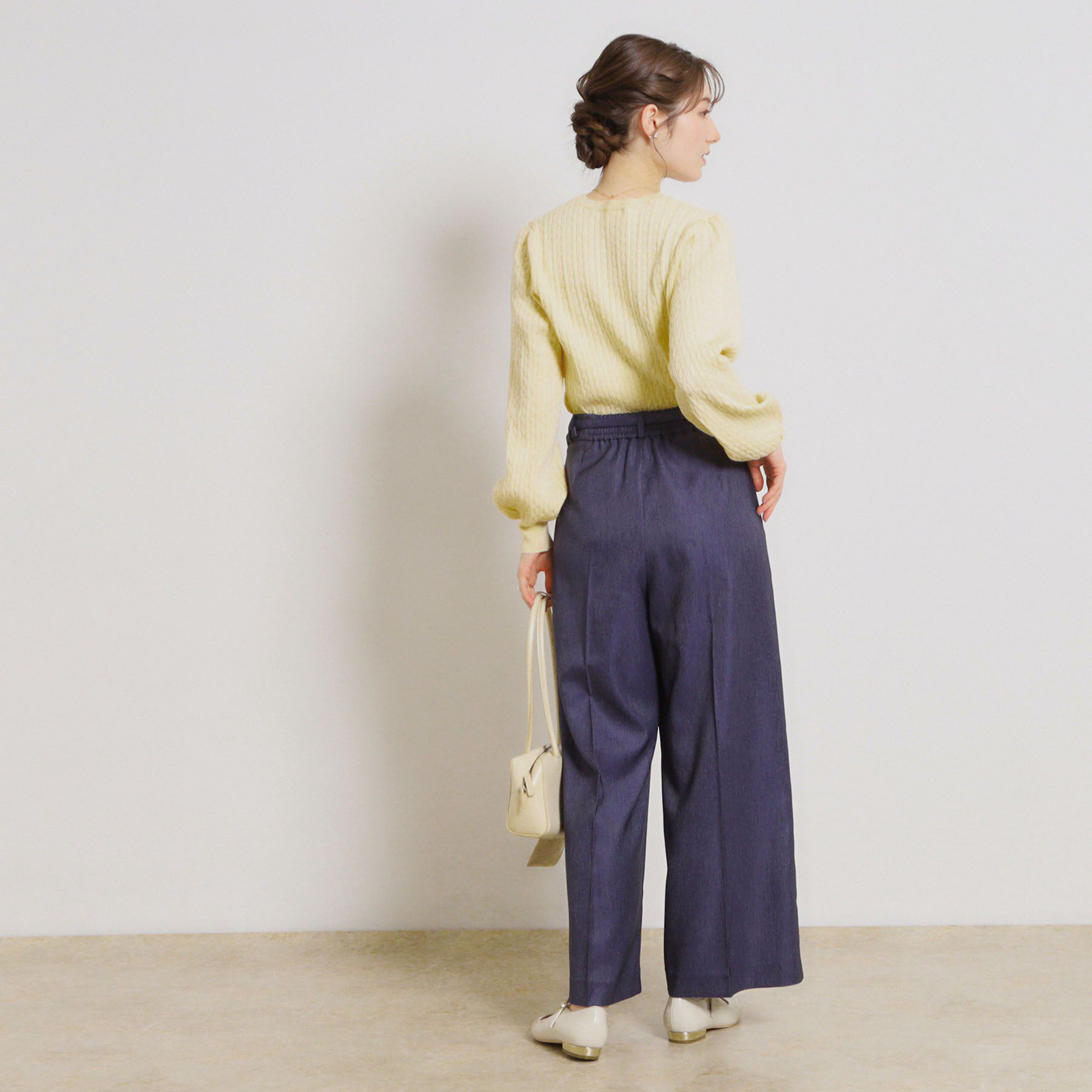 Couture broach「リボンエンブロ細ケーブルニット」|ニット・セーター|