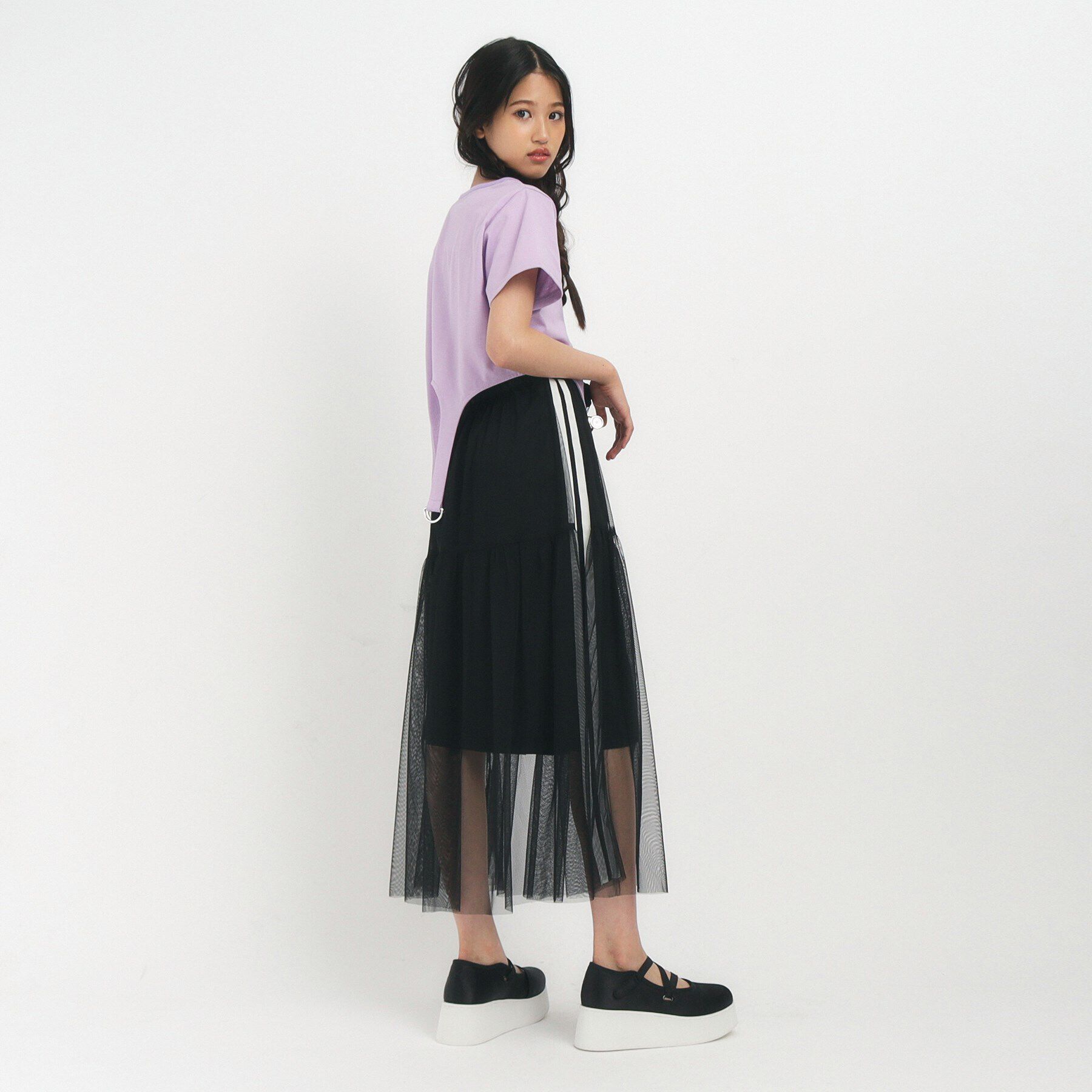 PINK-latte「【るーつくコラボ/ニコラ9月号掲載】ベルトデザインコンパクトTシャツ」|Tシャツ・カットソー|