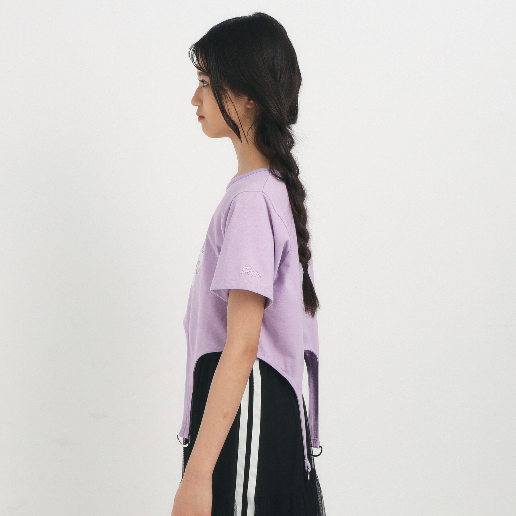 PINK-latte「【るーつくコラボ/ニコラ9月号掲載】ベルトデザインコンパクトTシャツ」|Tシャツ・カットソー|