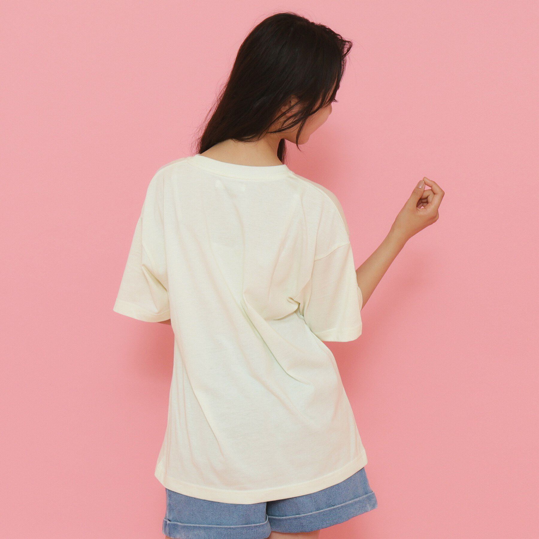 PINK-latte「リボンロゴプリントラインストーン付きTシャツ」|Tシャツ・カットソー|