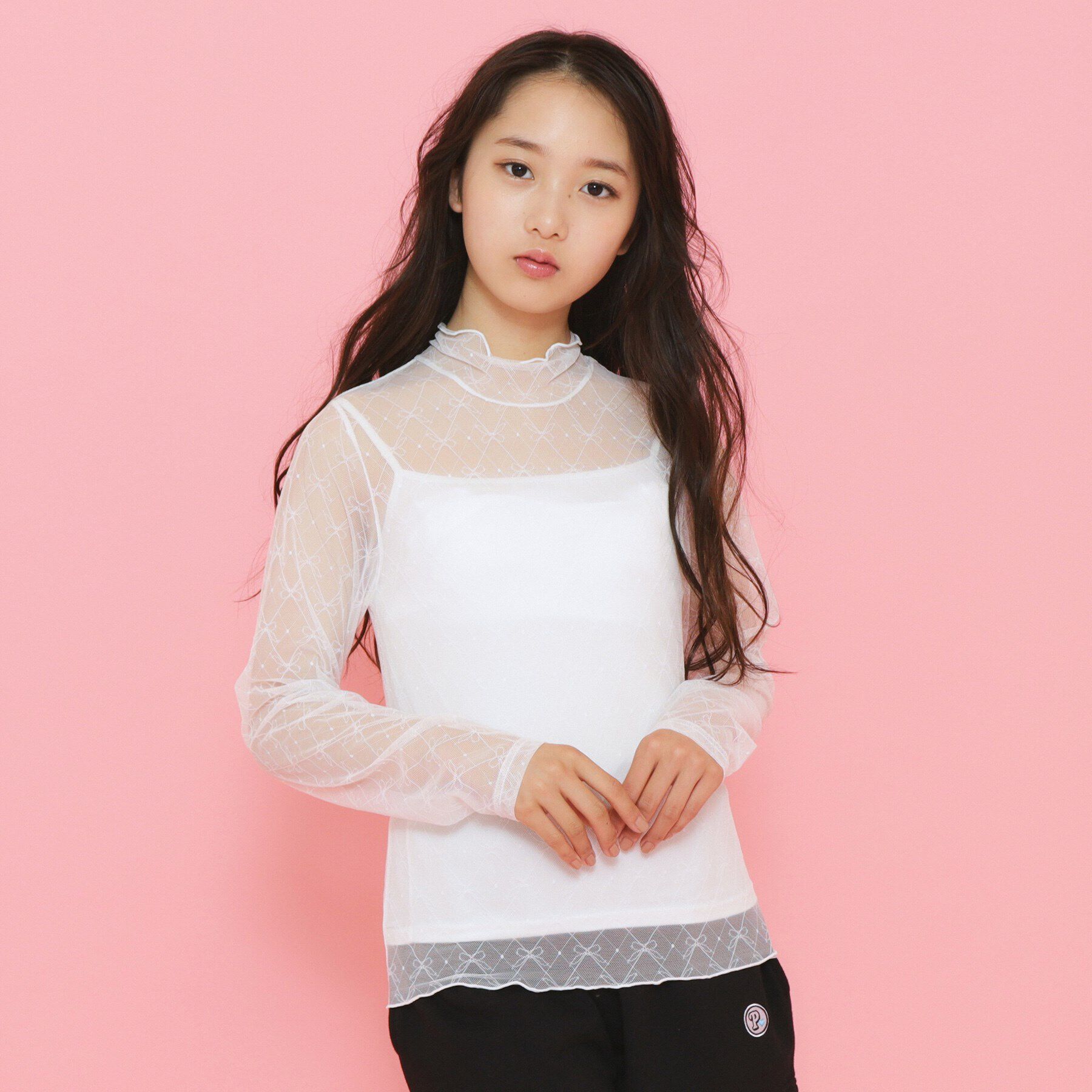 PINK-latte「【セットアイテム】リボンシアートップス＋キャミソールセット」|その他|