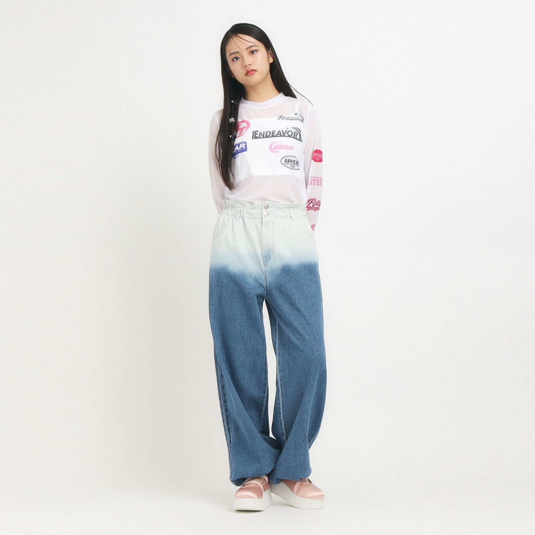 PINK-latte「【るーつくコラボ】グラデーションパンツ」|その他|ブルー(491)