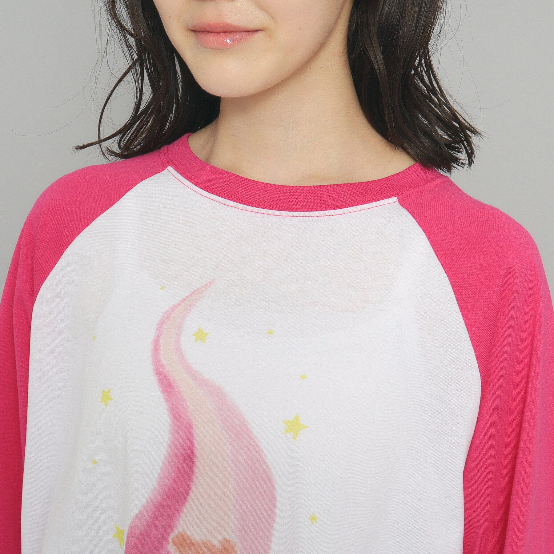 PINK-latte「【130cmあり】ラグランプリントロンT」|Tシャツ・カットソー|