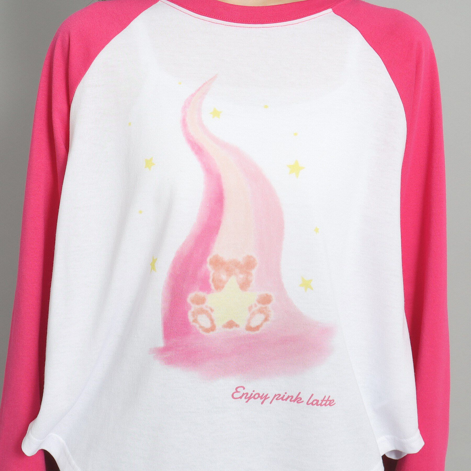 PINK-latte「【130cmあり】ラグランプリントロンT」|Tシャツ・カットソー|