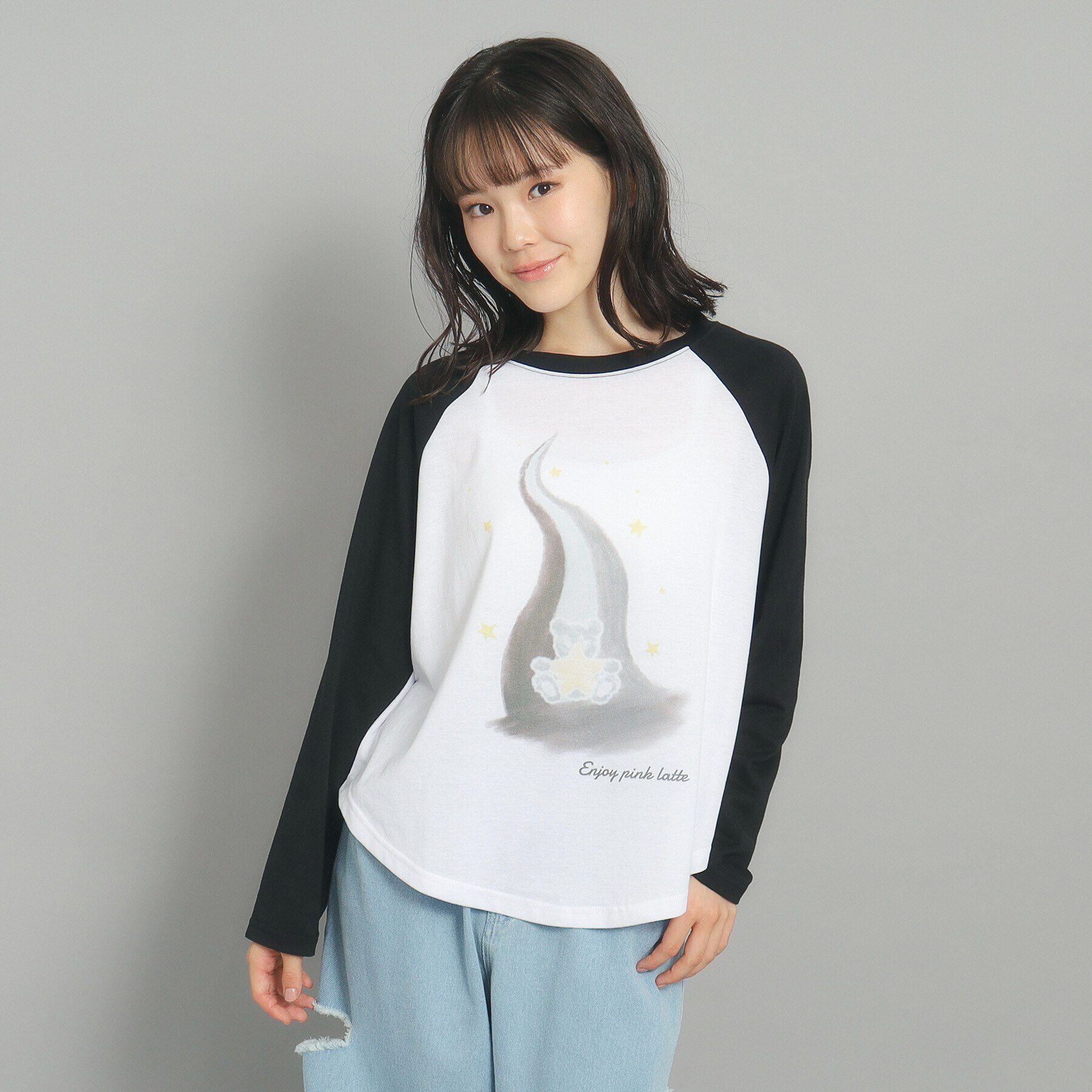 PINK-latte「【130cmあり】ラグランプリントロンT」|Tシャツ・カットソー|