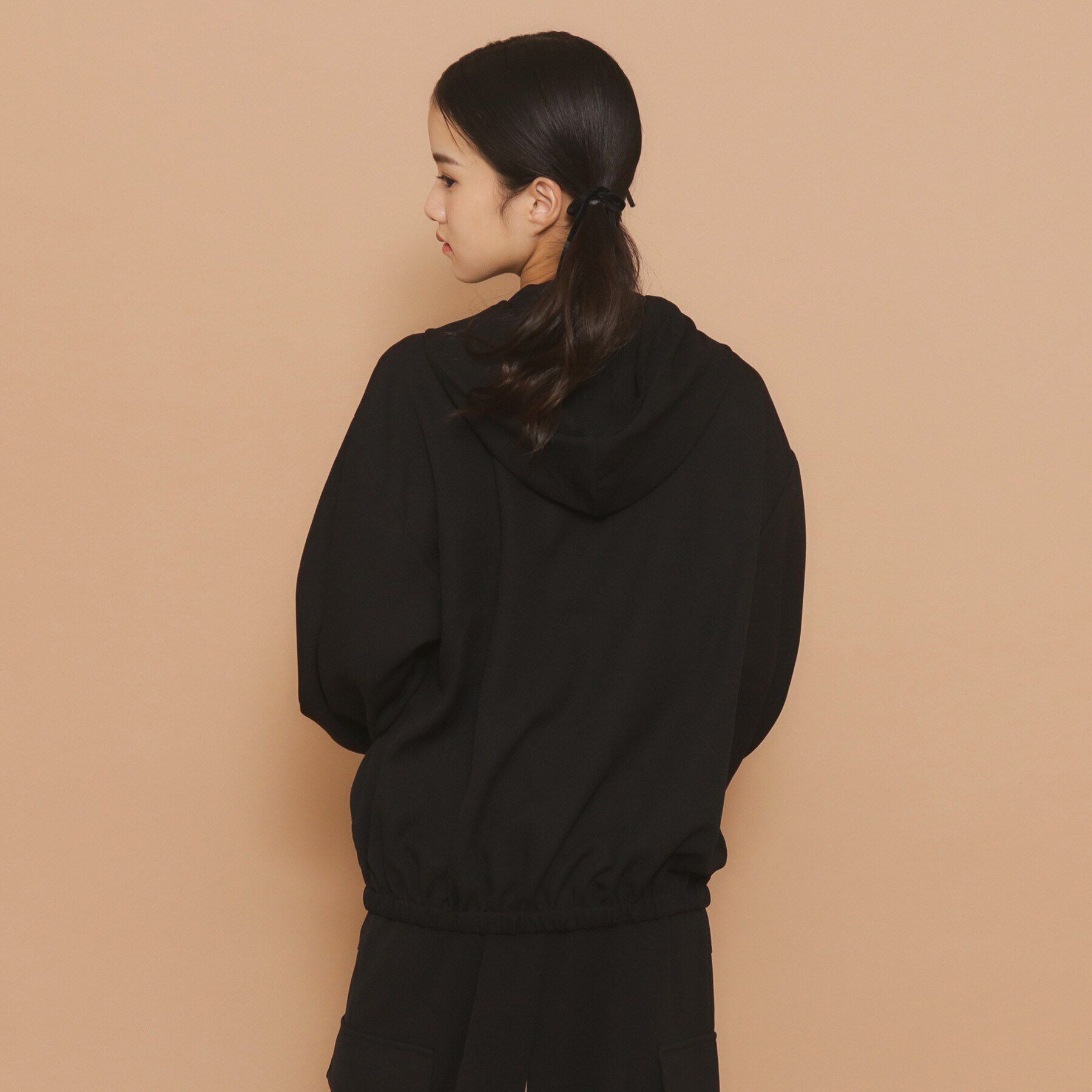 PINK-latte「【130cmあり】フード付き フロントダブルリボンアウター」|ブルゾン・スタジャン|