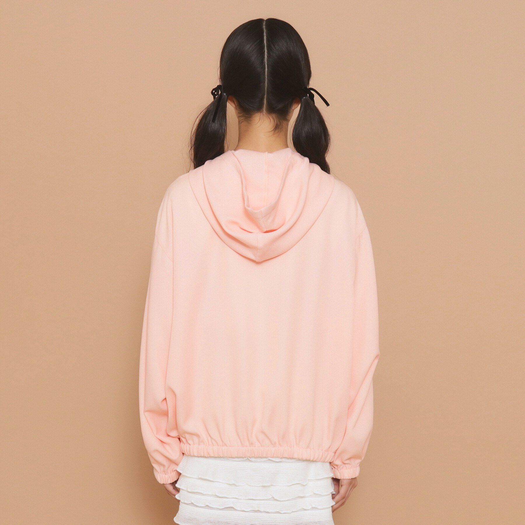 PINK-latte「【130cmあり】フード付き フロントダブルリボンアウター」|ブルゾン・スタジャン|