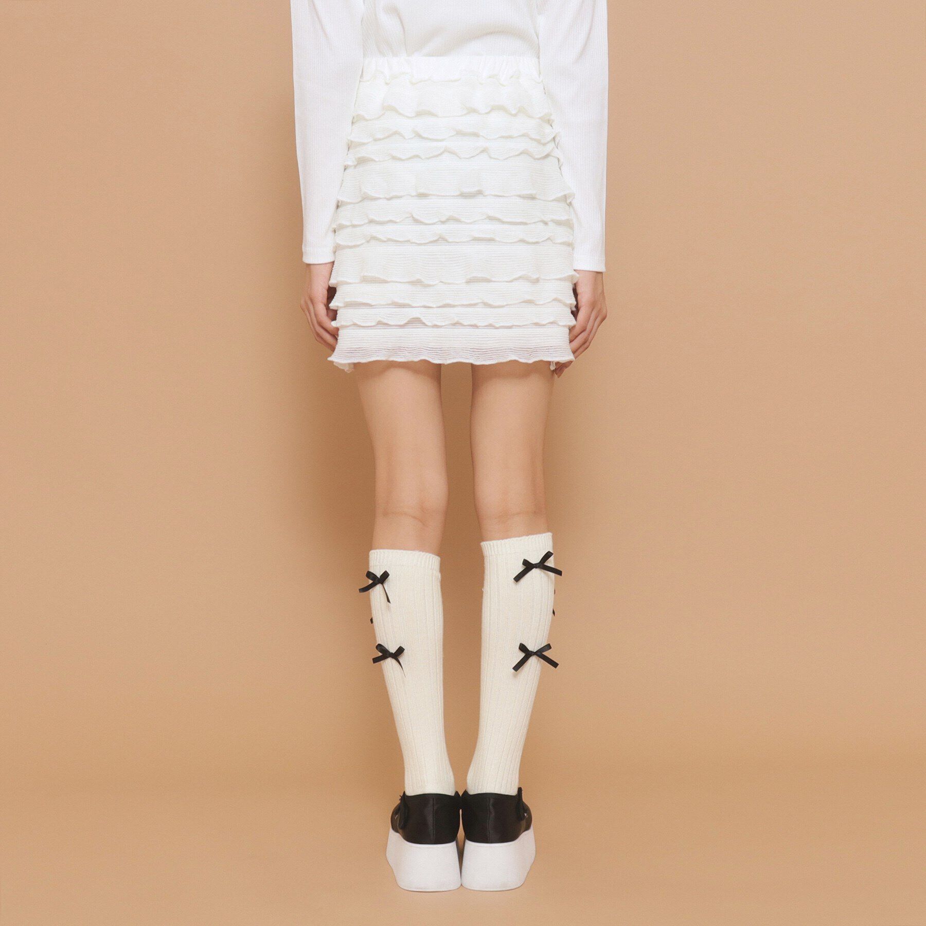 PINK-latte「【130cmあり／インナー付き】ティアードフリルミニスカート」|スカート|