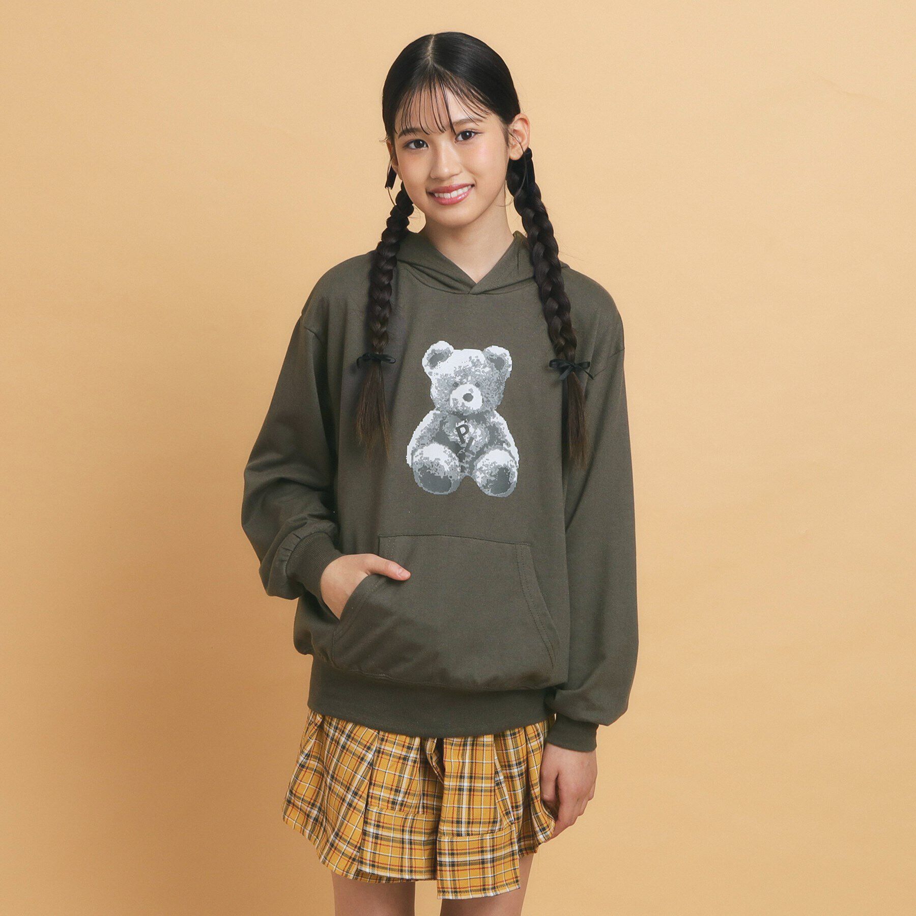 PINK-latte「【130cmあり／人気シリーズ】クマプリント フードパーカ」|その他|チャコールグレー(0