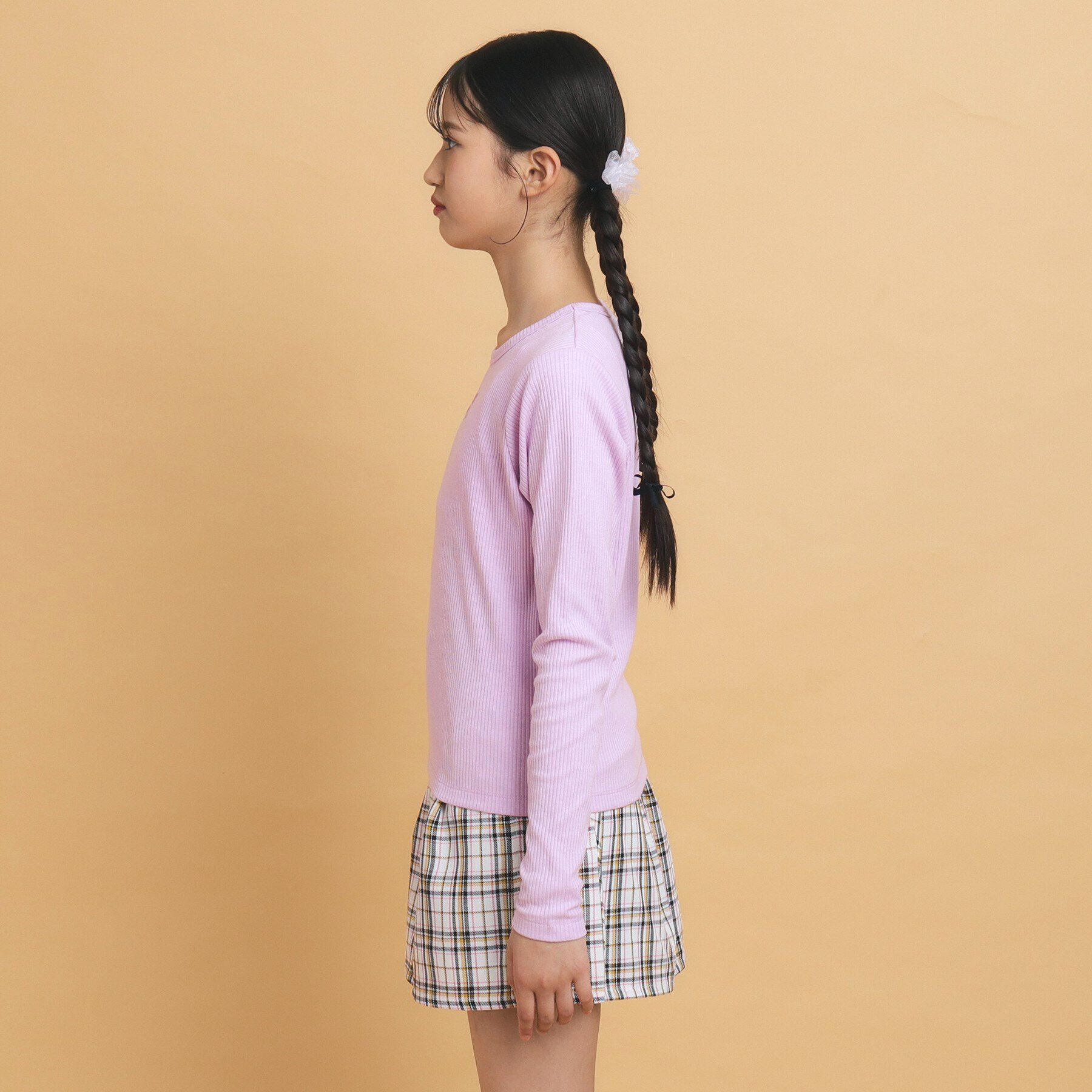 PINK-latte「【130cmあり】シンプルロゴ刺繍の優秀リブロンT」|Tシャツ・カットソー|