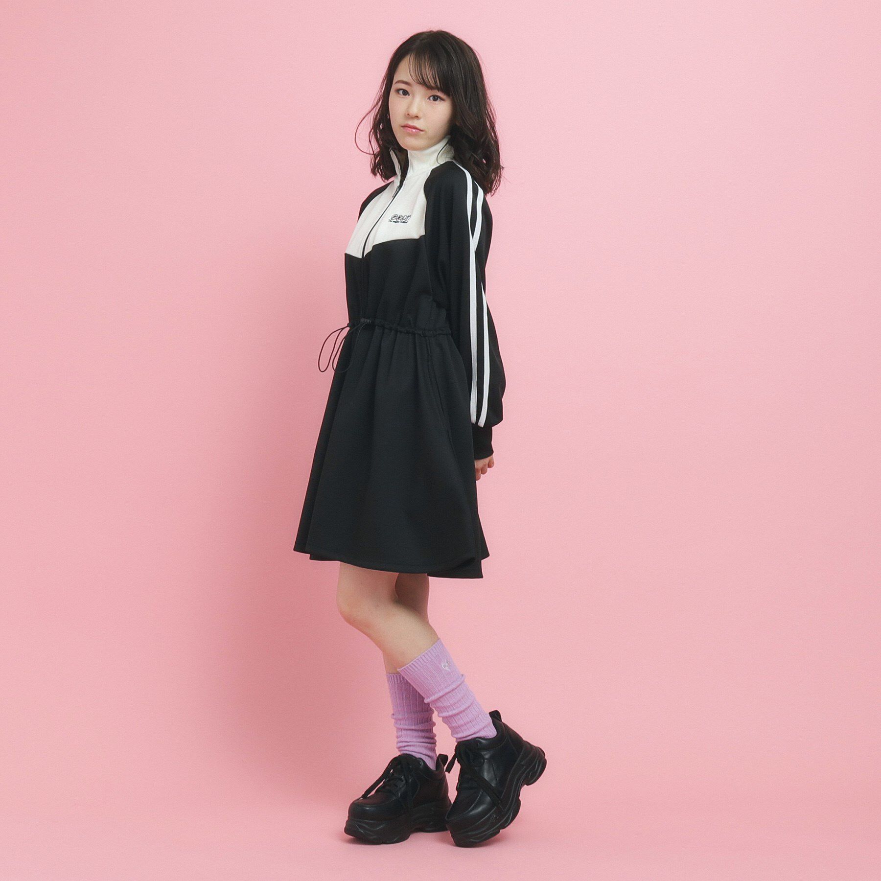 PINK-latte「【韓国っぽ】ニュートロ ジャージドレス」|ワンピース|