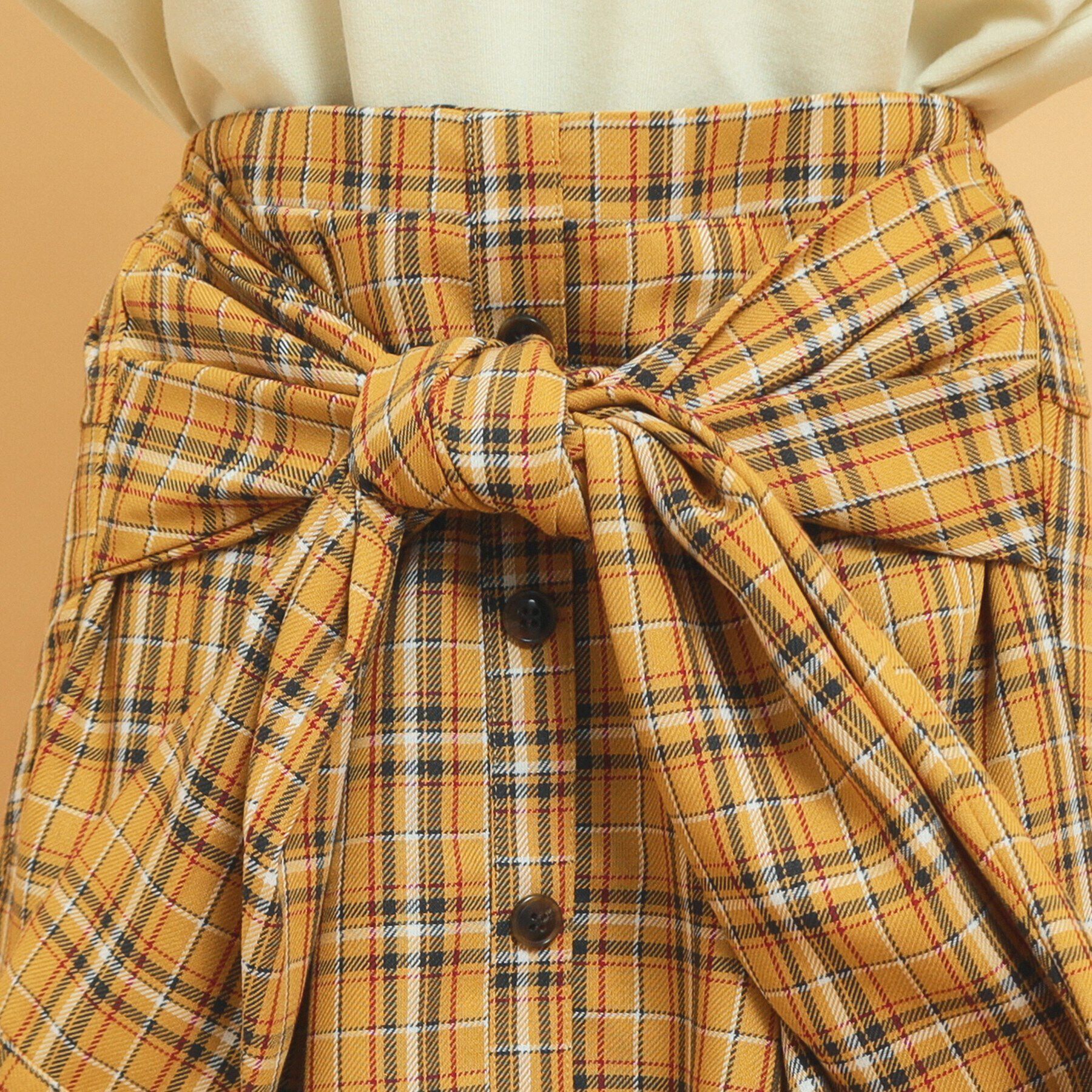 PINK-latte「【インナー付き】腰巻きネルシャツ風スカート」|スカート|