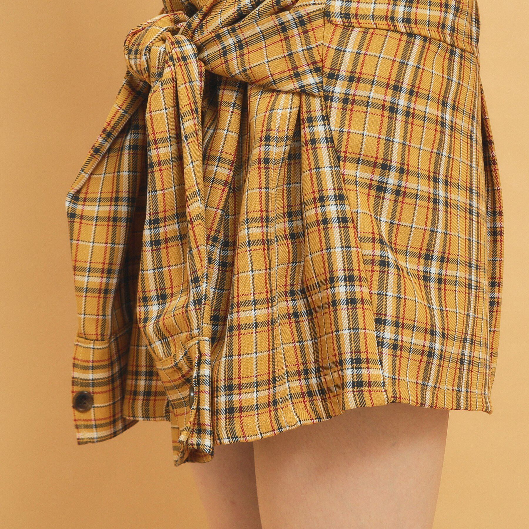 PINK-latte「【インナー付き】腰巻きネルシャツ風スカート」|スカート|