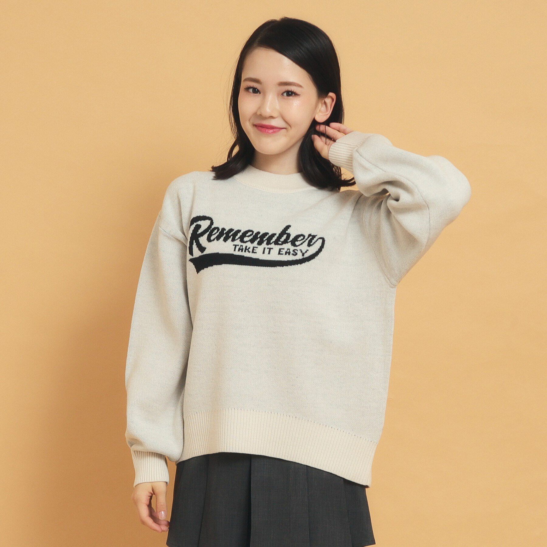 PINK-latte「【秋冬の主役級】ジャカードロゴニット」|ニット・セーター|アイボリー(004)