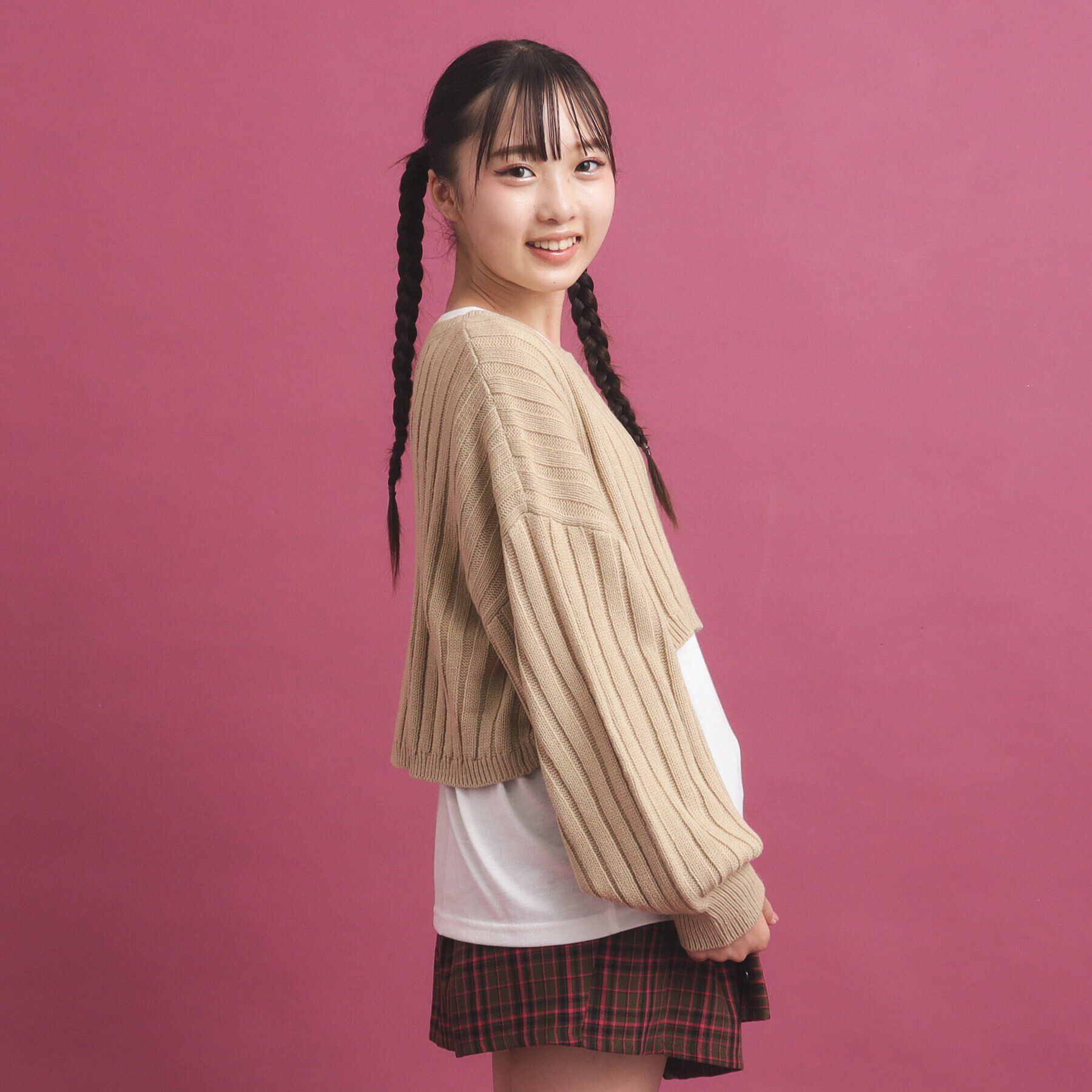 PINK-latte「【セットアイテム】ベーシック レイヤー見せショート丈ニット」|ニット・セーター|