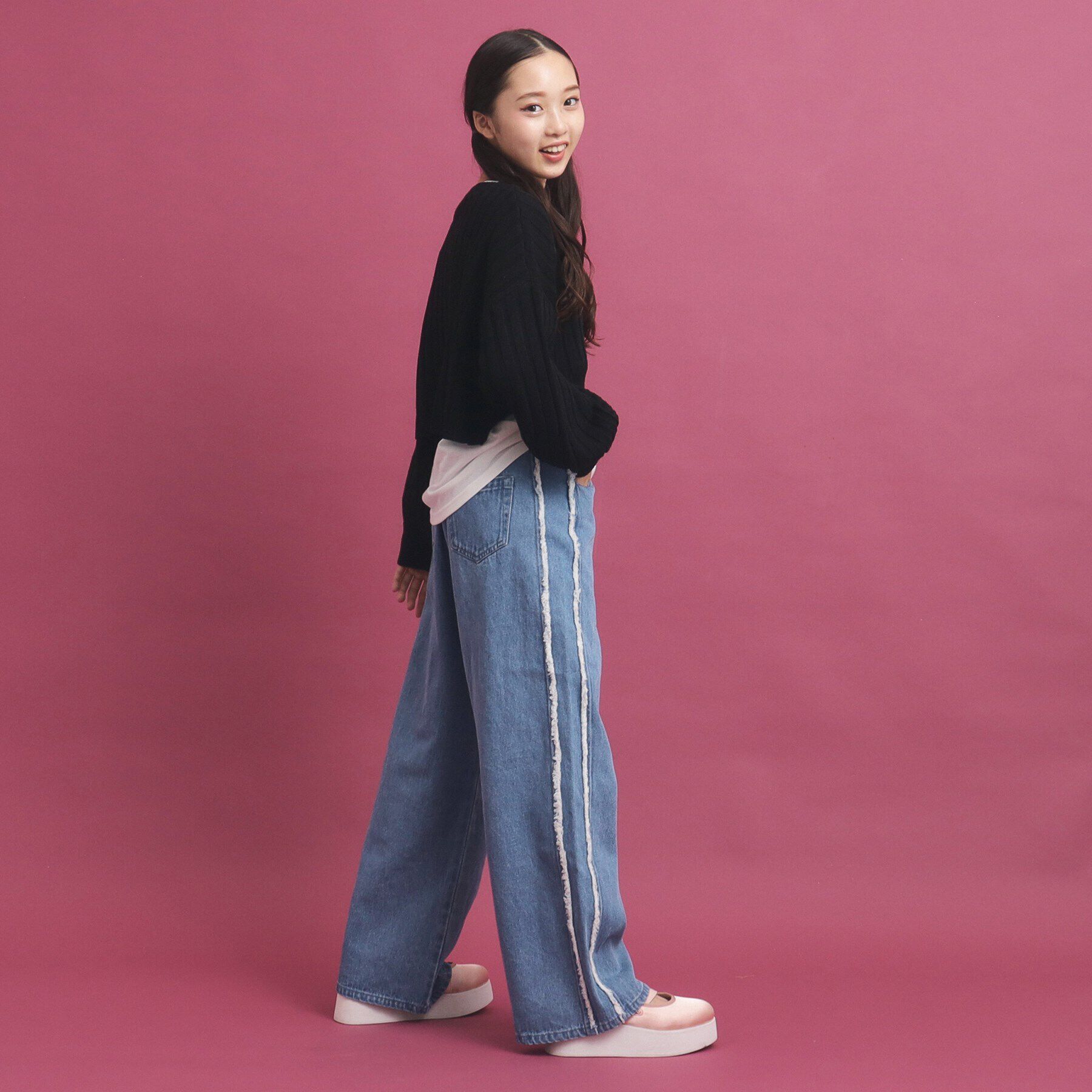 PINK-latte「【セットアイテム】ベーシック レイヤー見せショート丈ニット」|ニット・セーター|