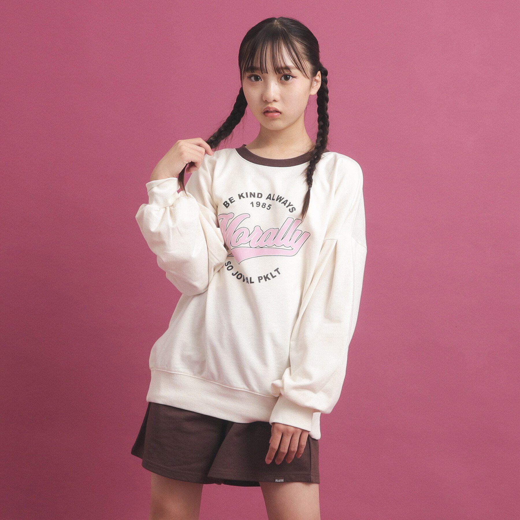 PINK-latte「【セットアップ】コットンミニ裏毛プルオーバー＆ショートパンツ」|その他|