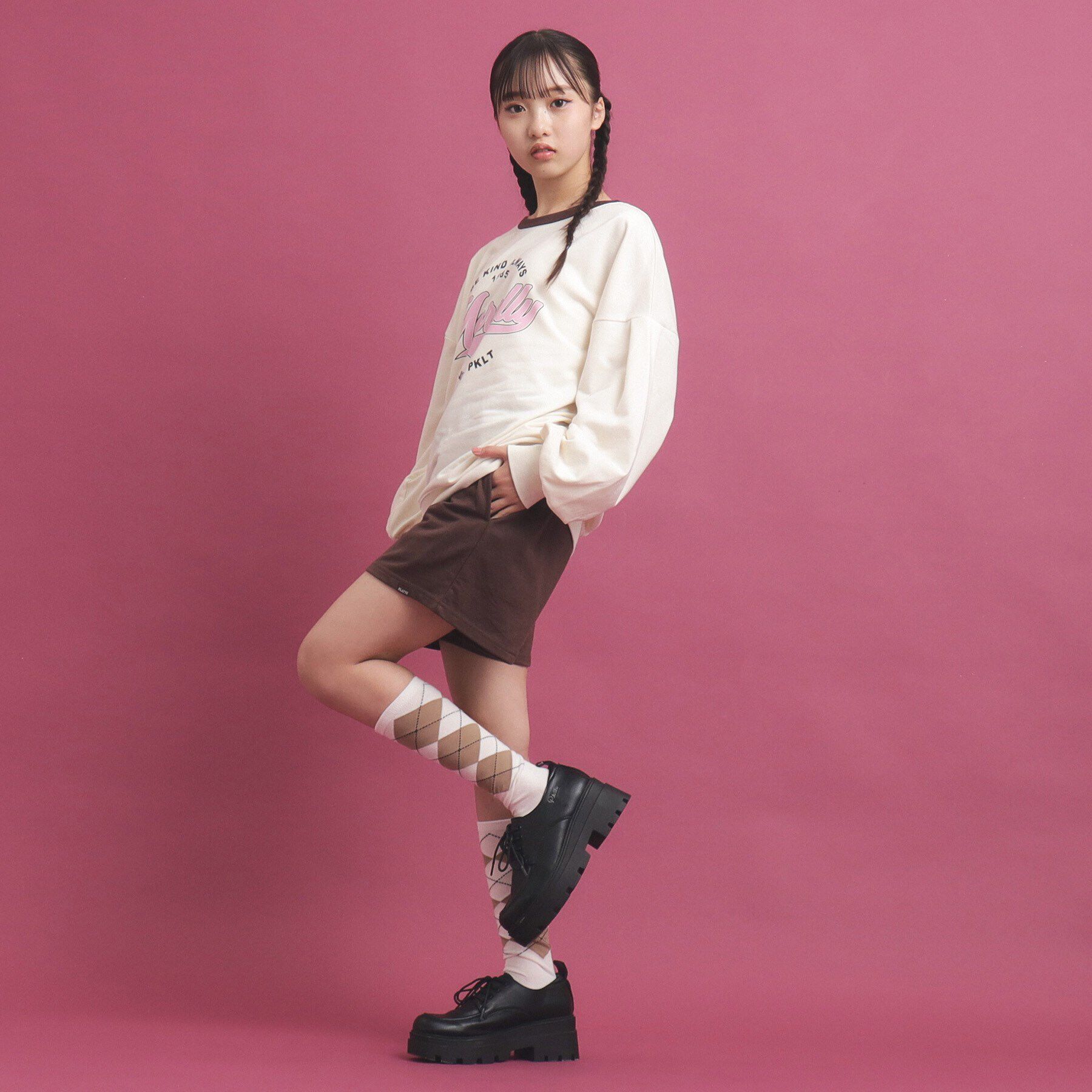 PINK-latte「【セットアップ】コットンミニ裏毛プルオーバー＆ショートパンツ」|その他|