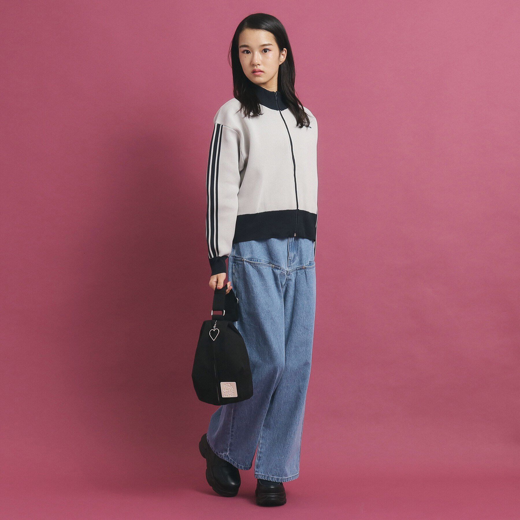 PINK-latte「スポンディッシュニットブルゾン」|カーディガン|