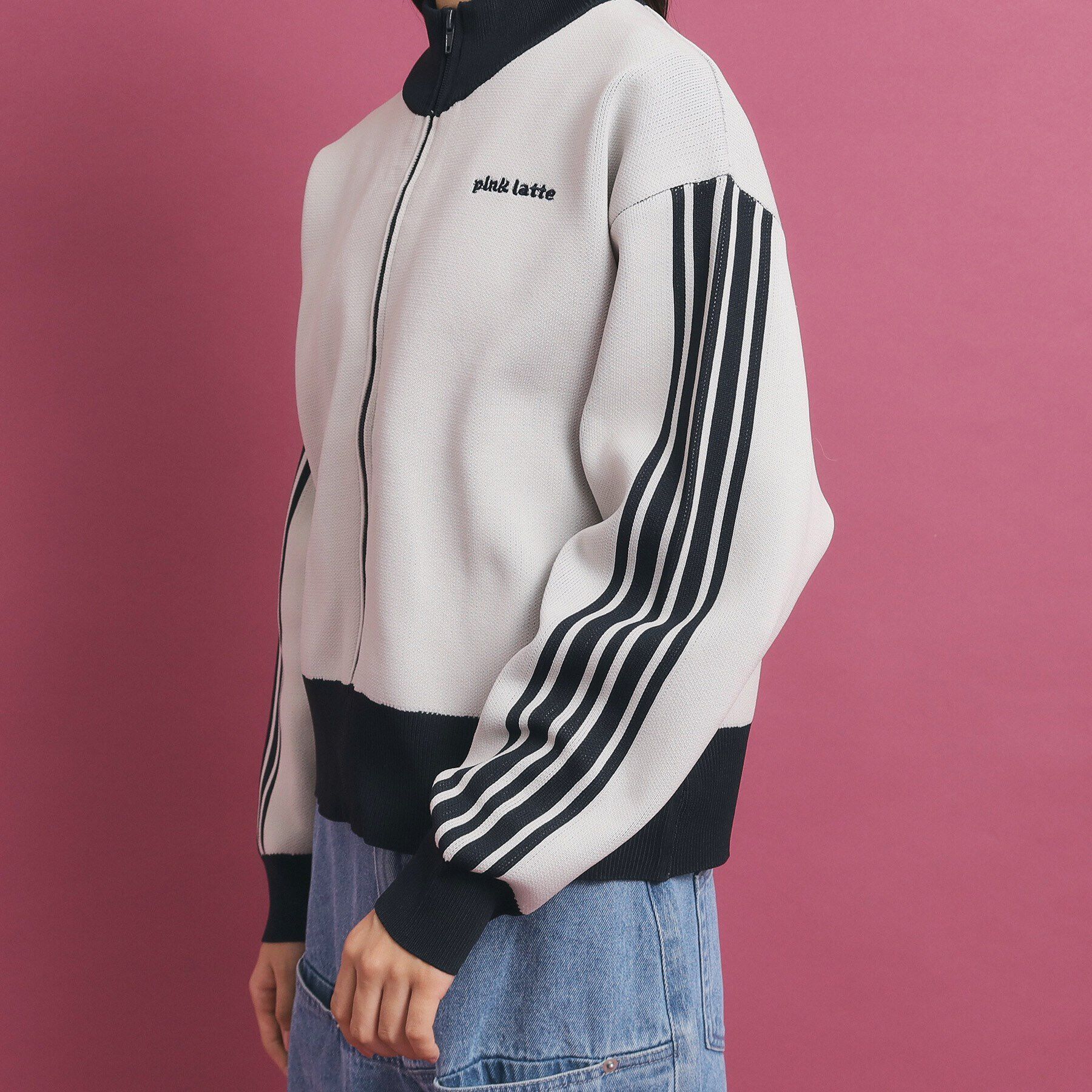 PINK-latte「スポンディッシュニットブルゾン」|カーディガン|