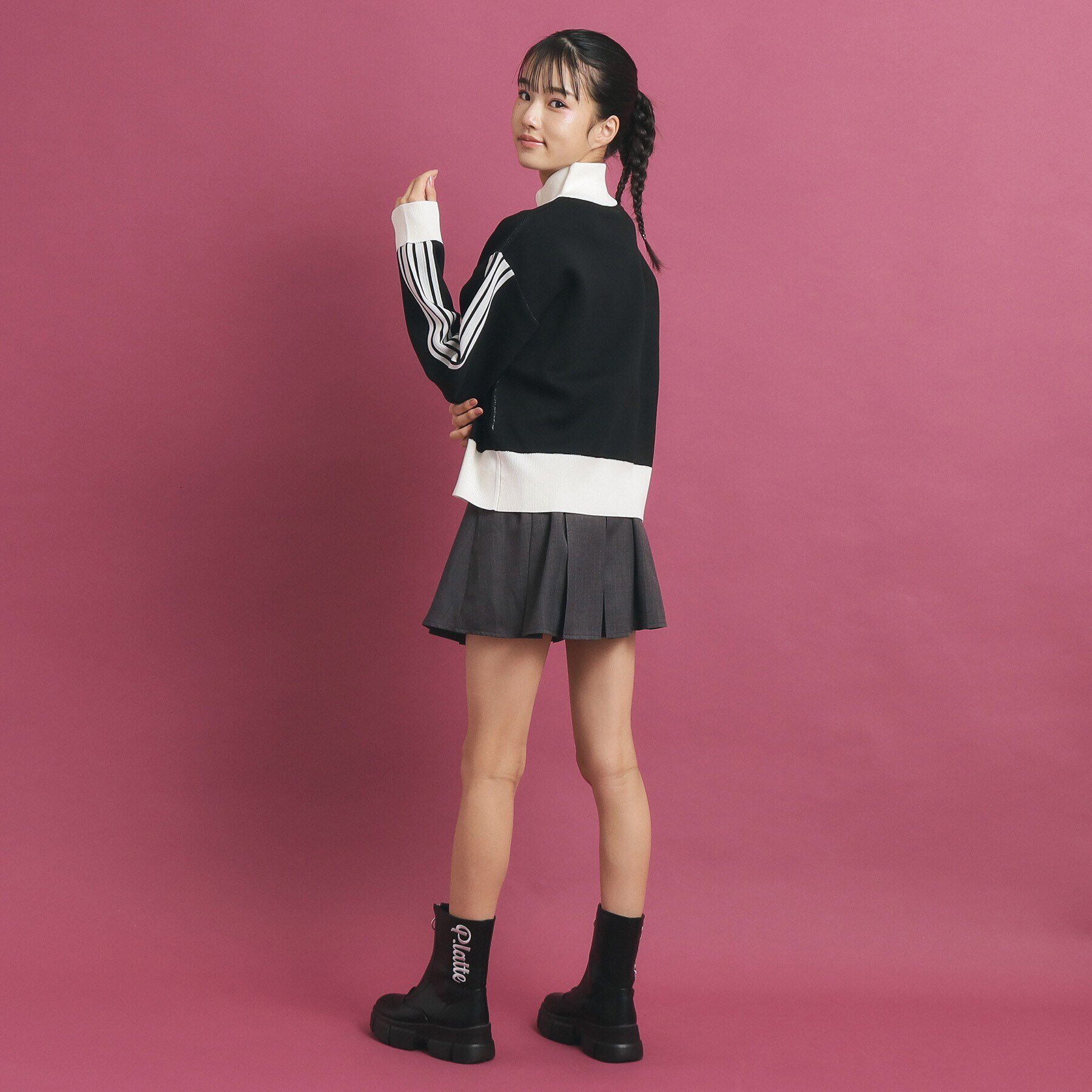 PINK-latte「スポンディッシュニットブルゾン」|カーディガン|