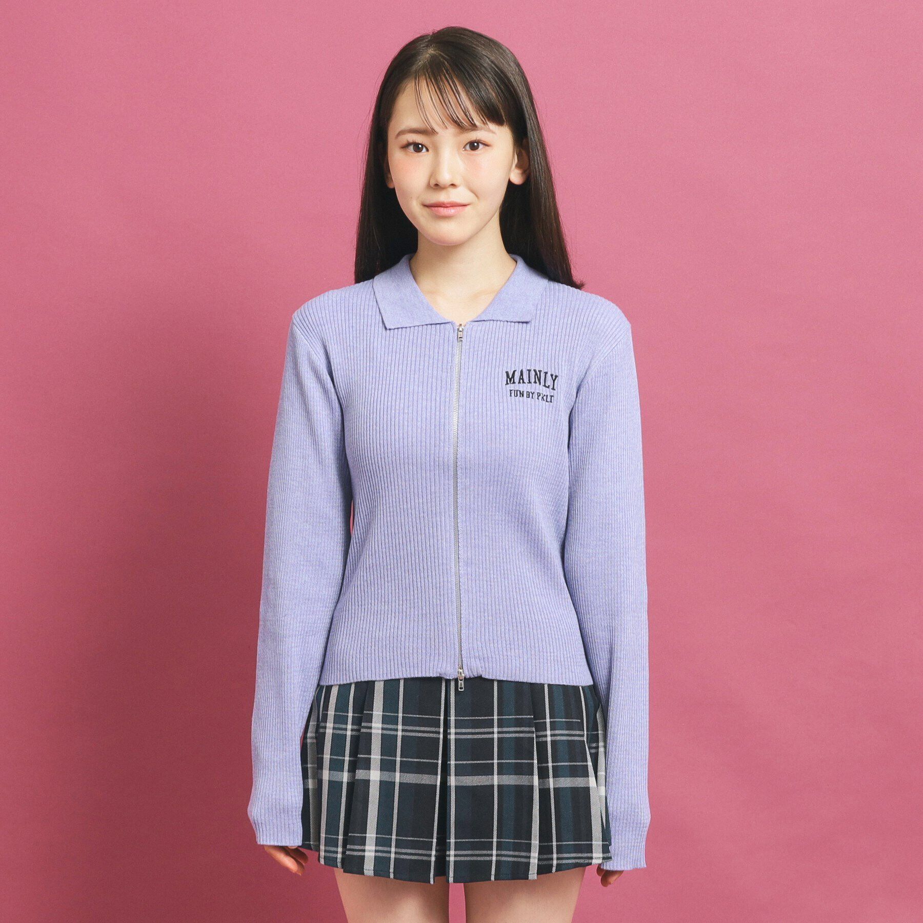 PINK-latte「【セットアップあり】ジップリブニット」|ニット・セーター|