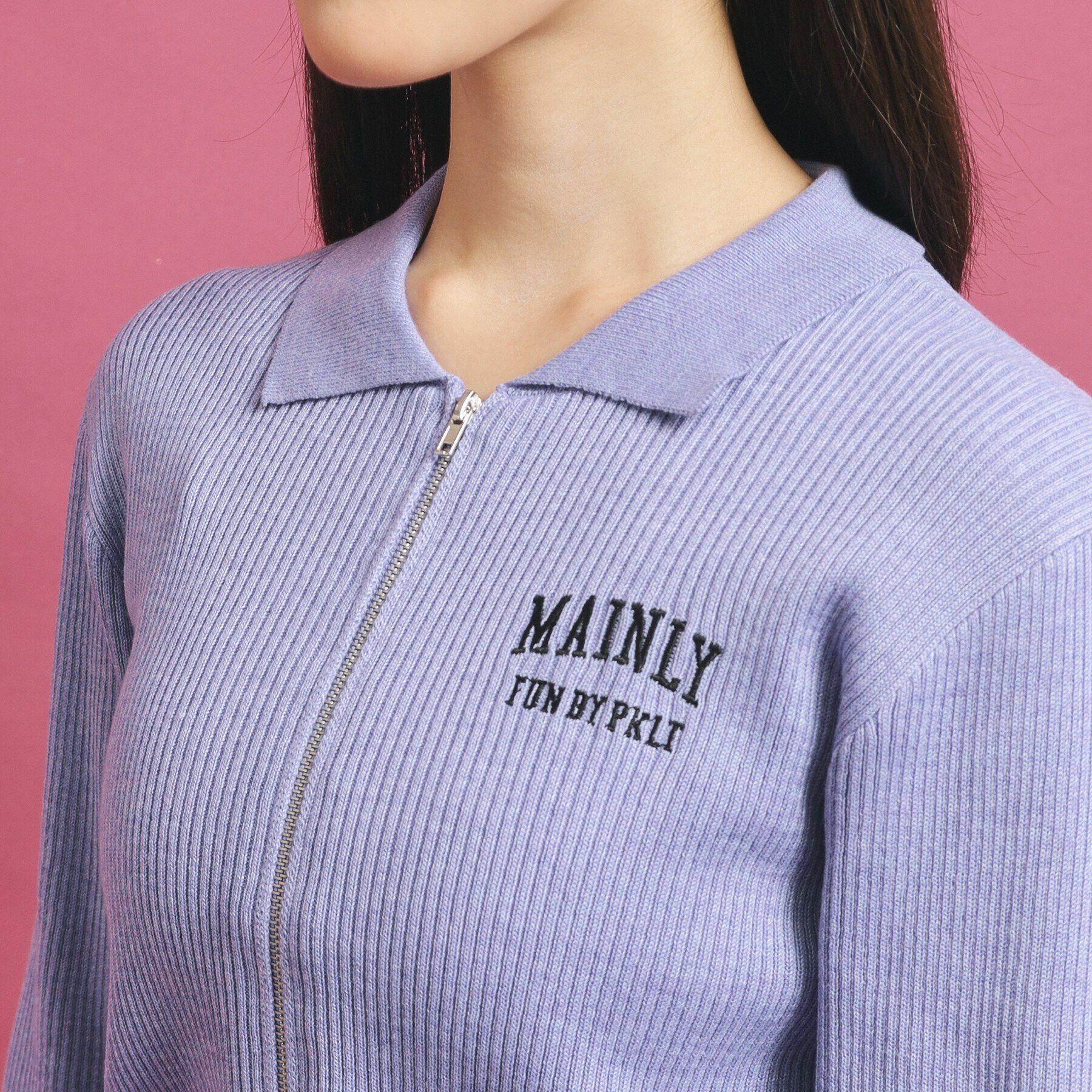 PINK-latte「【セットアップあり】ジップリブニット」|ニット・セーター|