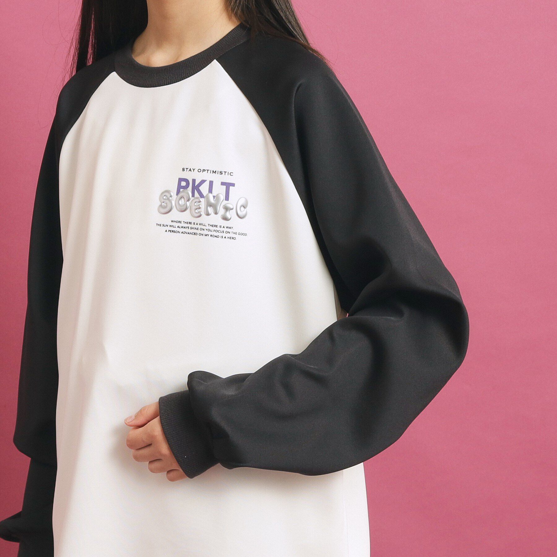 PINK-latte「ジェルプリントラグランプルオーバー」|Tシャツ・カットソー|