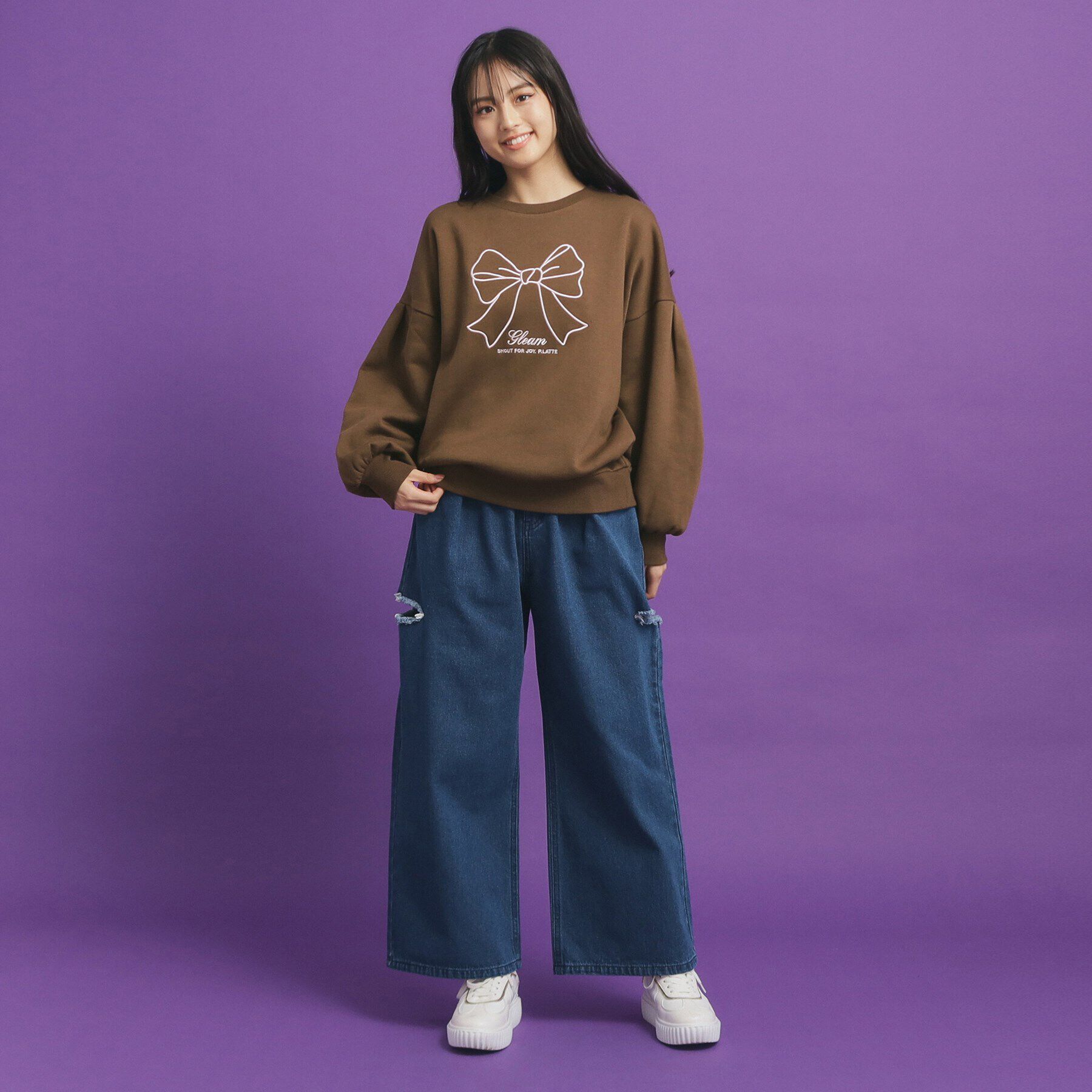 PINK-latte「リボン立体刺繍裏起毛プルオーバー」|その他|