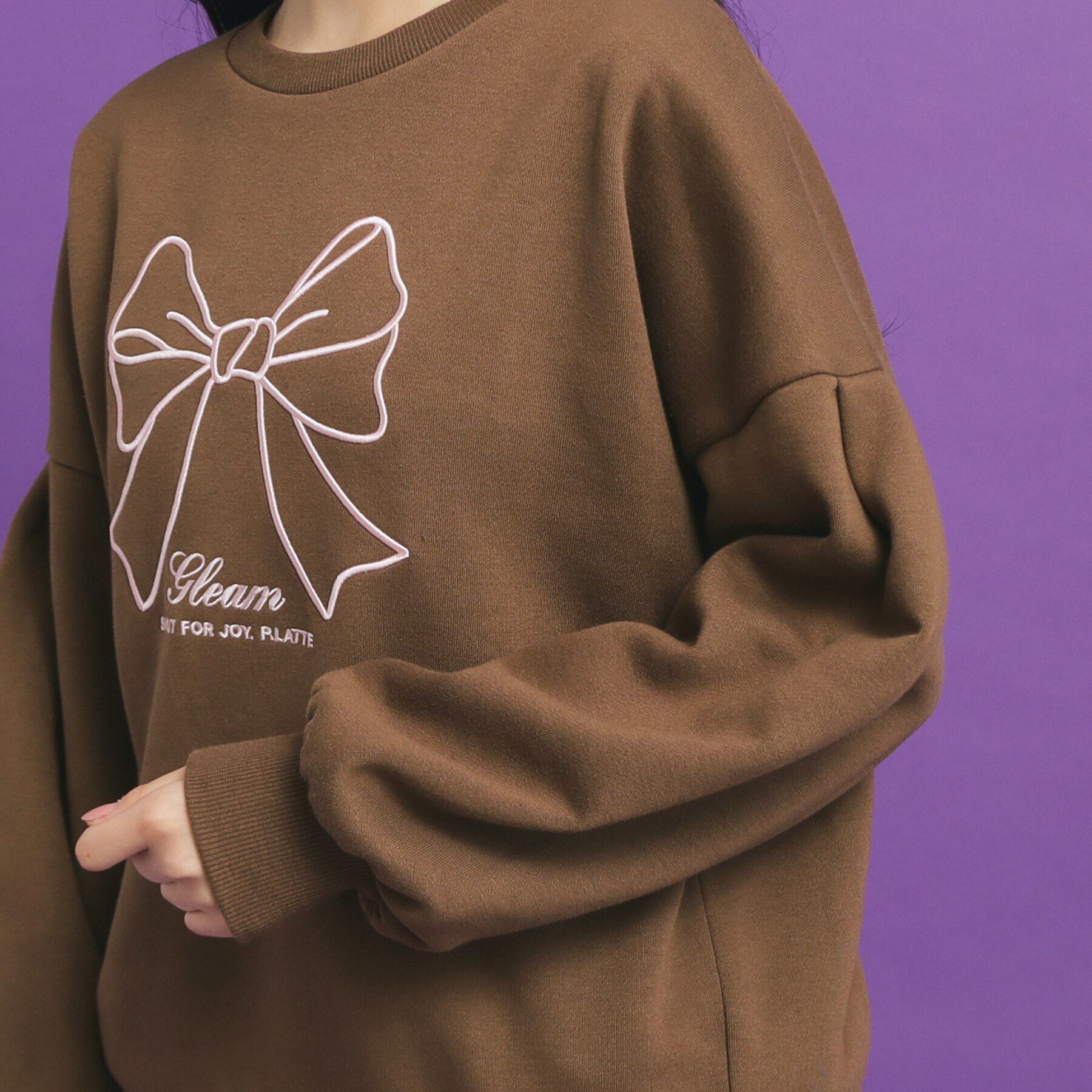 PINK-latte「リボン立体刺繍裏起毛プルオーバー」|その他|