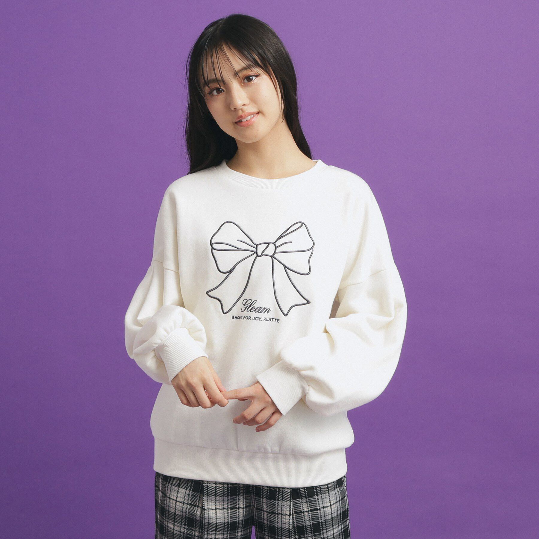 PINK-latte「リボン立体刺繍裏起毛プルオーバー」|その他|