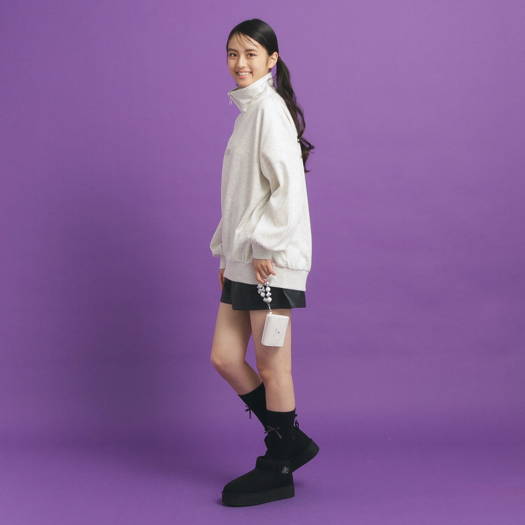 PINK-latte「シャギー衿ジッププルオーバー」|Tシャツ・カットソー|