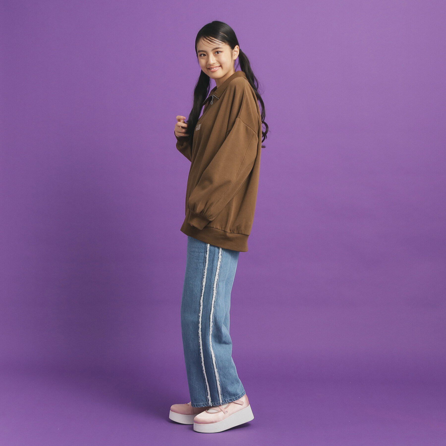 PINK-latte「シャギー衿ジッププルオーバー」|Tシャツ・カットソー|