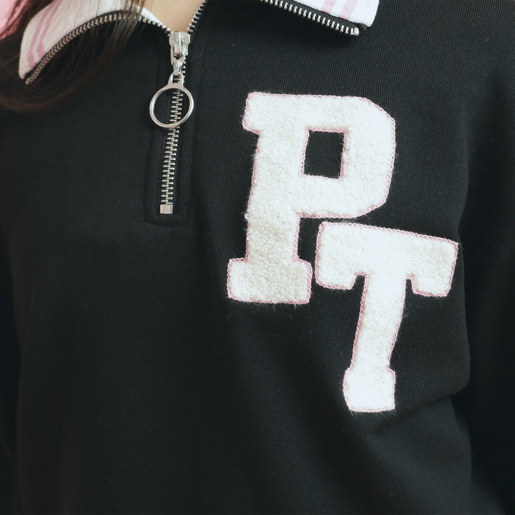 PINK-latte「ハーフジップ刺繍トレーナー」|その他|