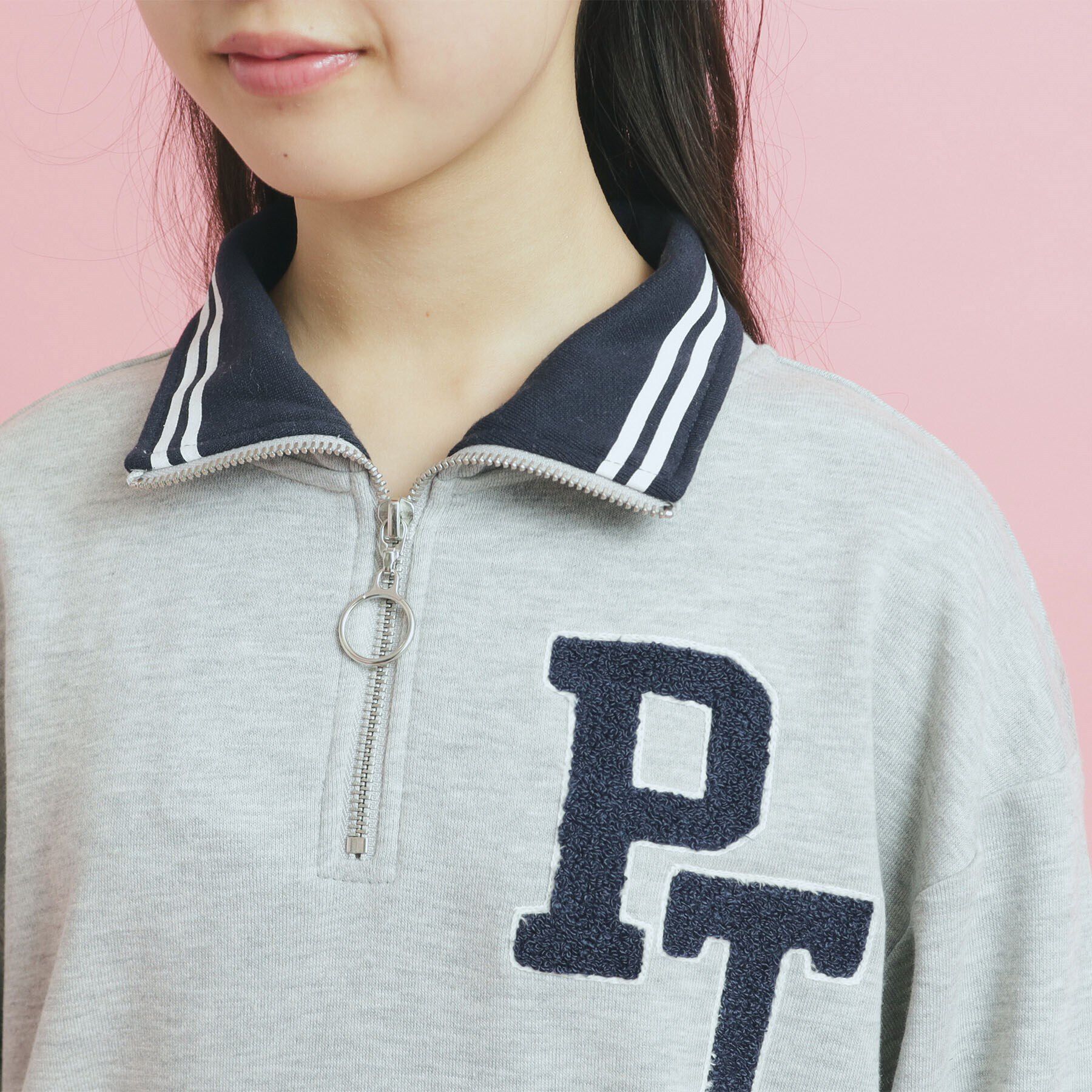 PINK-latte「ハーフジップ刺繍トレーナー」|その他|