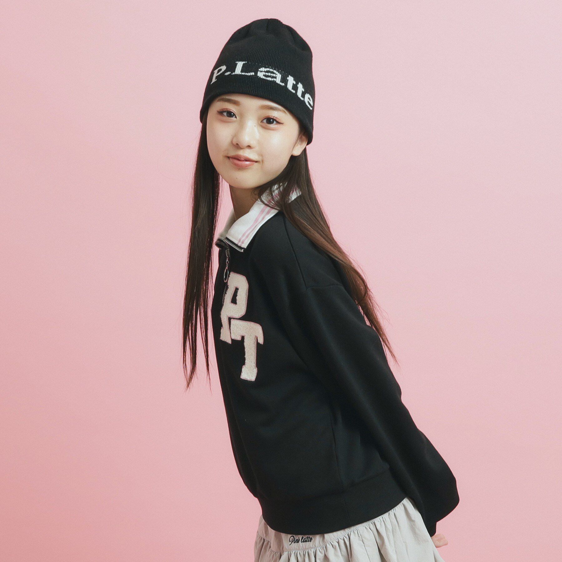 PINK-latte「ハーフジップ刺繍トレーナー」|その他|