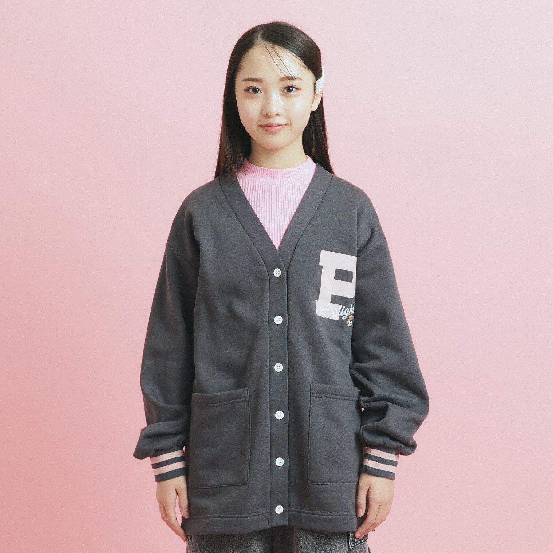 PINK-latte「【大人気復活】カレッジロゴカーディガン秋冬VER」|カーディガン|